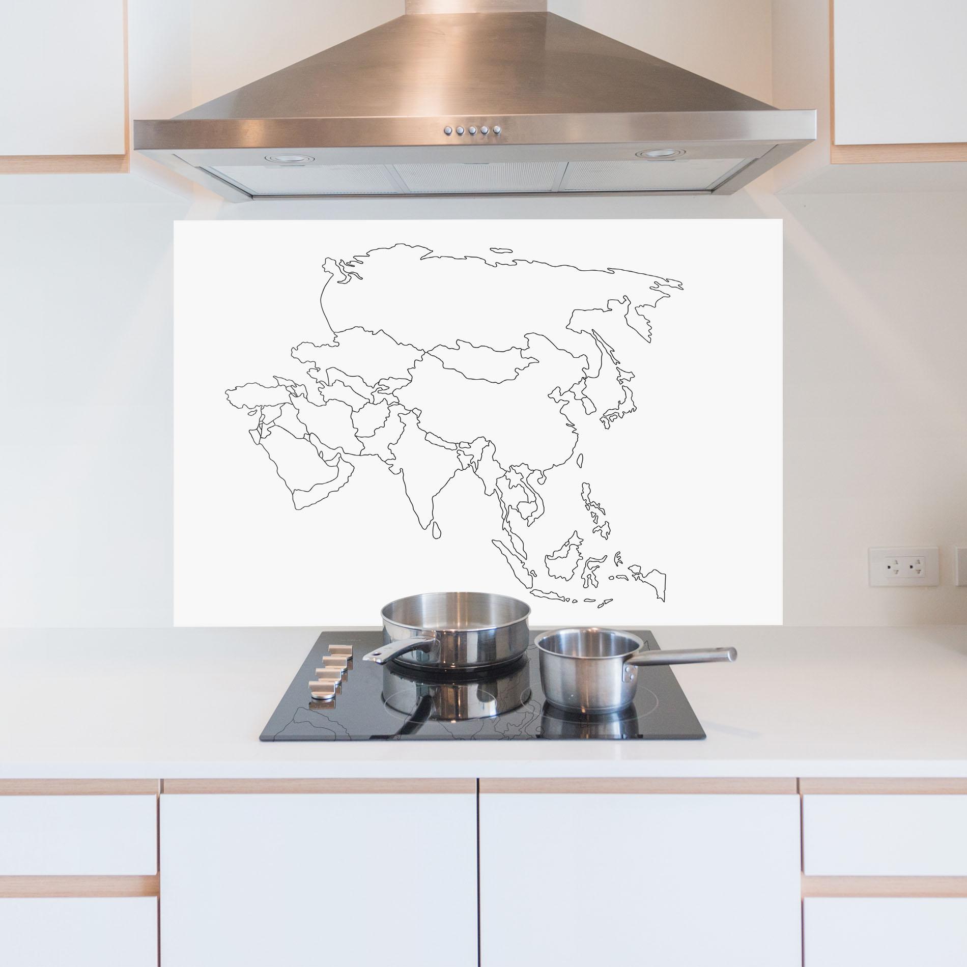 Konyhai üveg hátfal Asia Map Line mockup 5