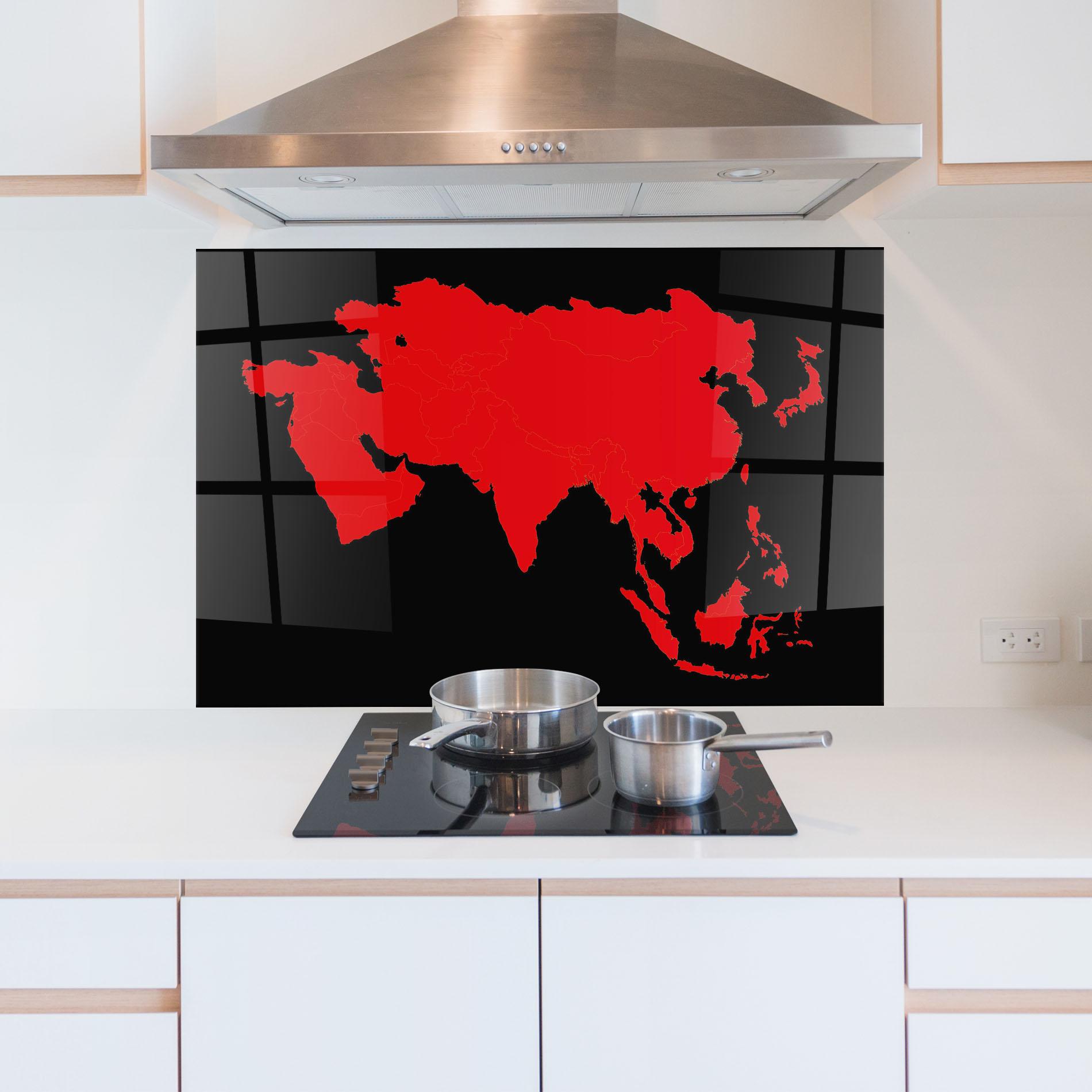 Konyhai üveg hátfal Asia Map mockup 5