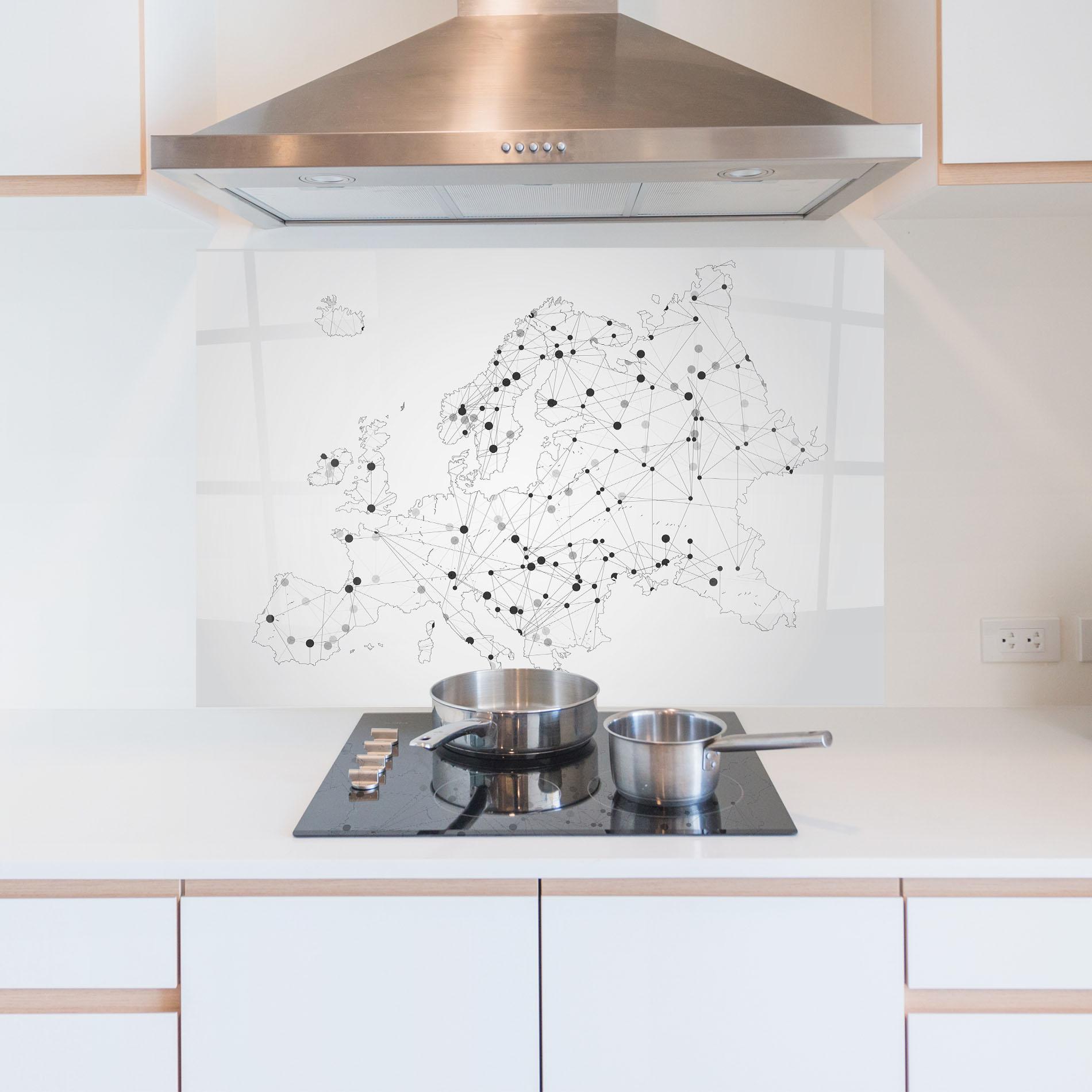 Konyhai üveg hátfal Europe Line Map mockup 5