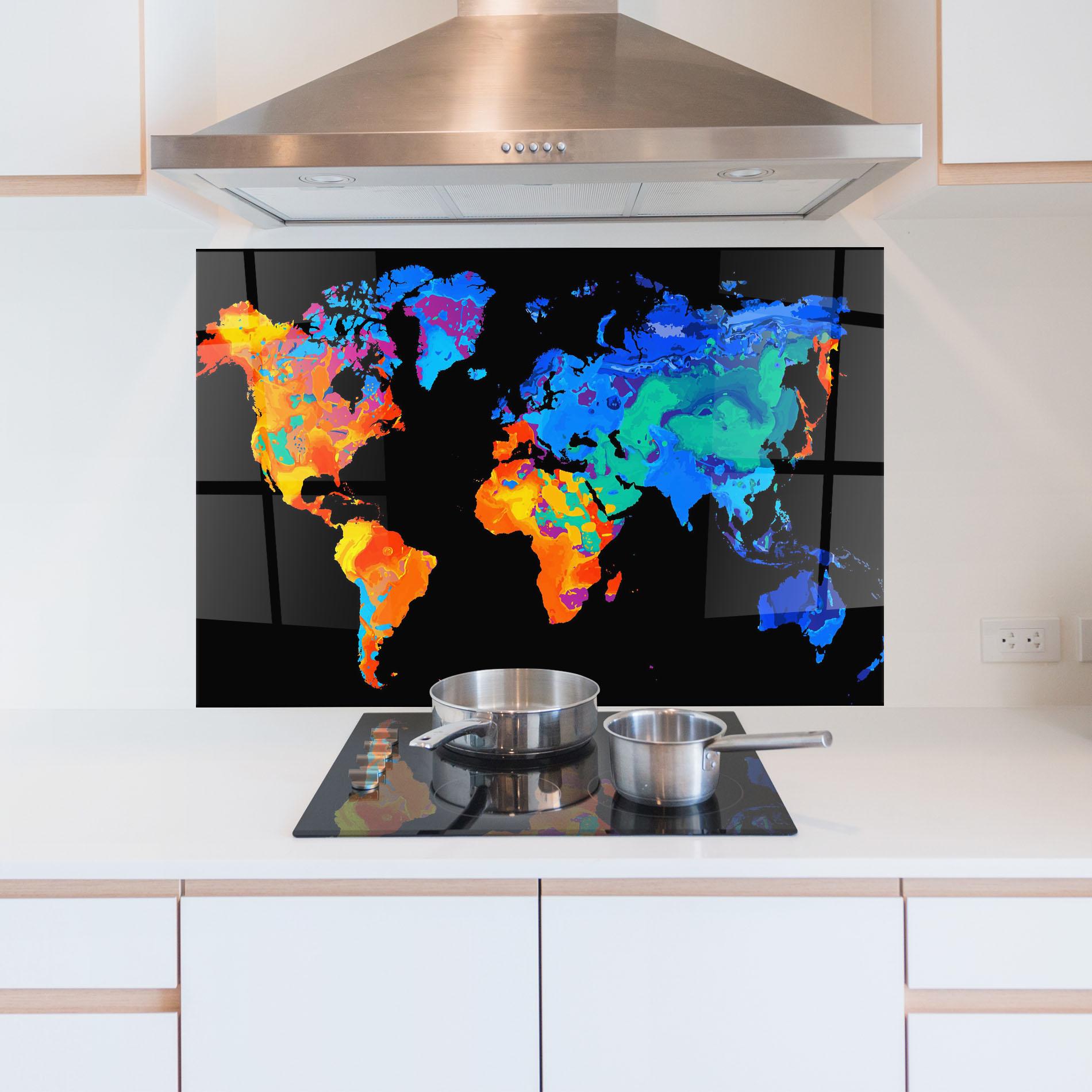 Konyhai üveg hátfal Orange Blue World mockup 5