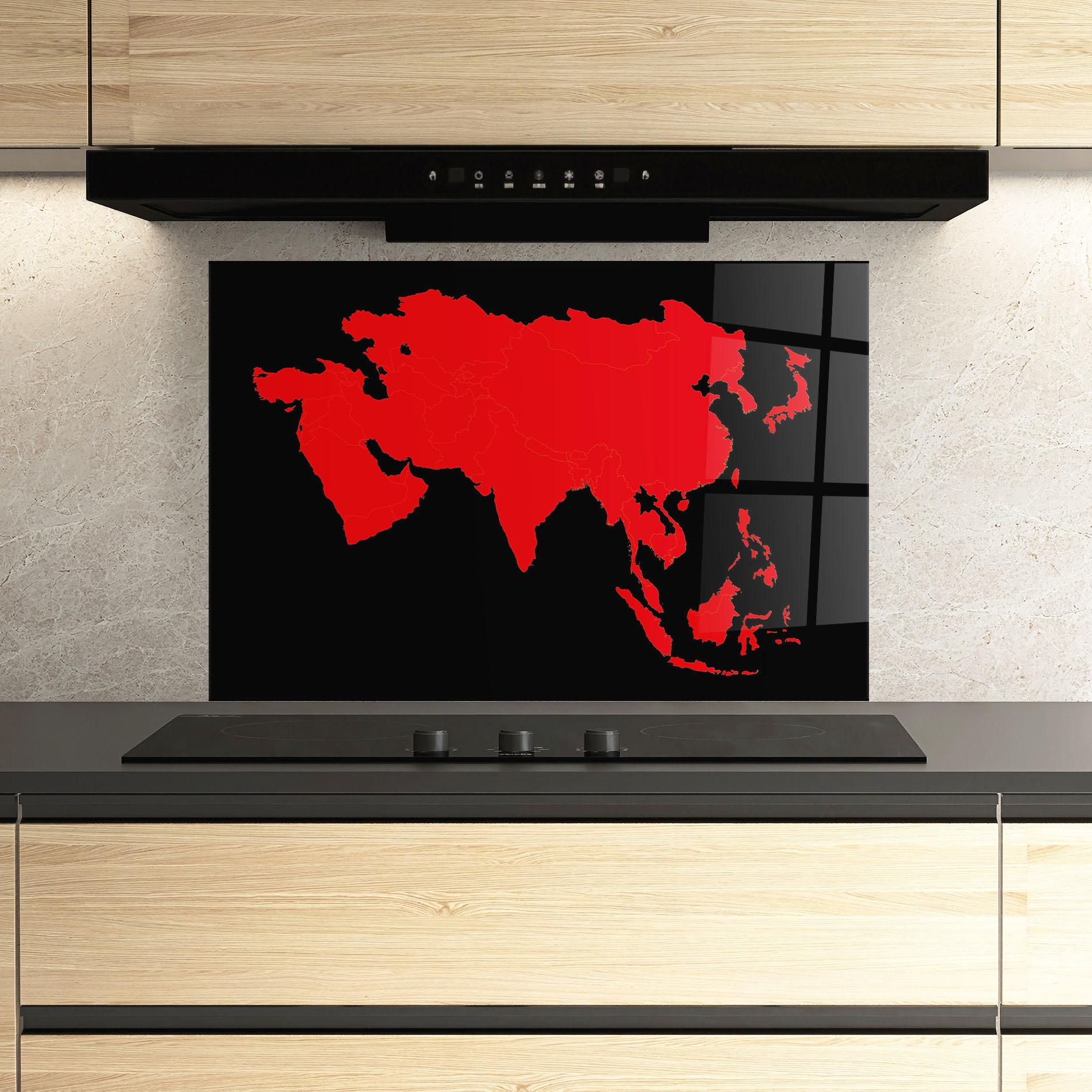 Konyhai üveg hátfal Asia Map mockup 3