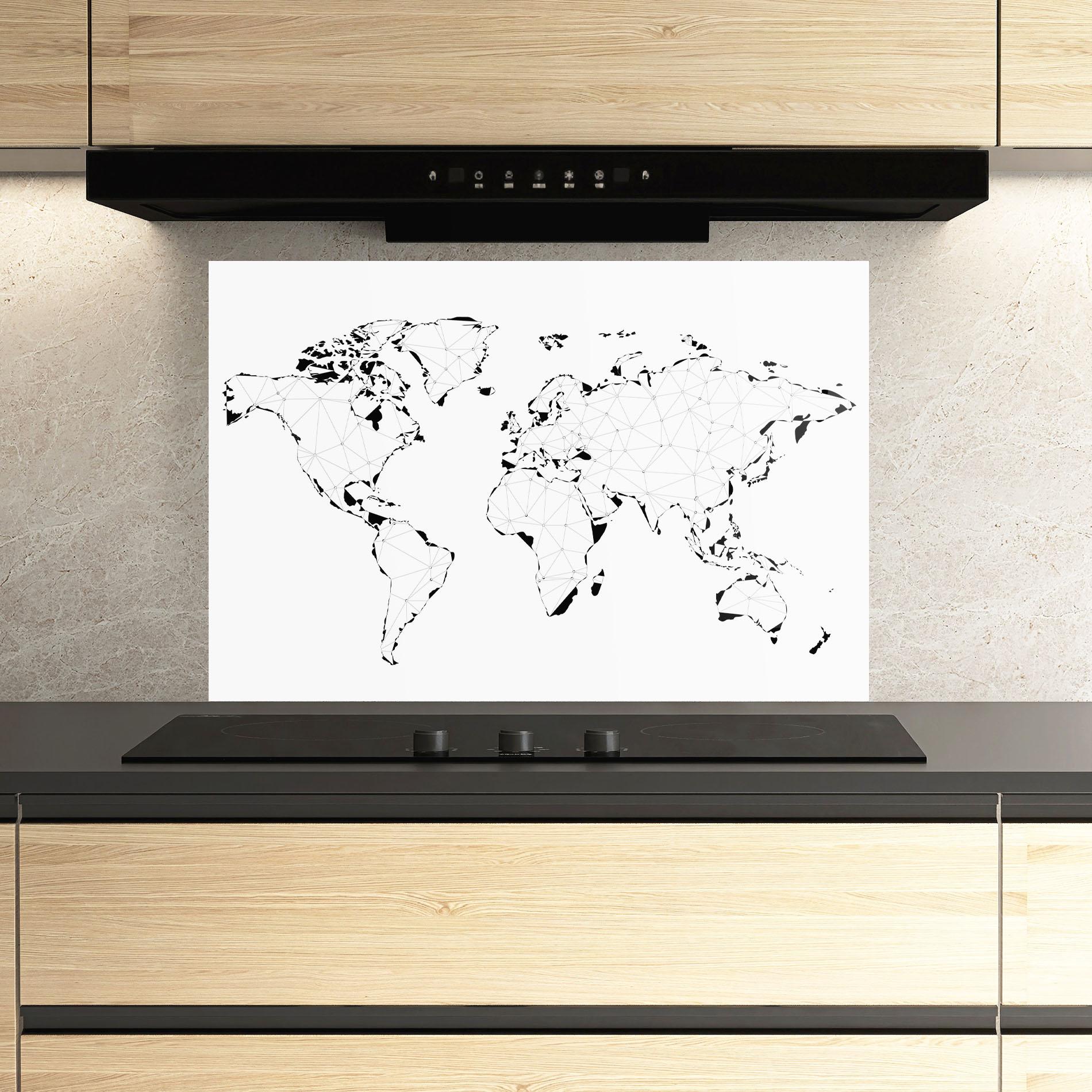 Konyhai üveg hátfal Black Line Map mockup 3