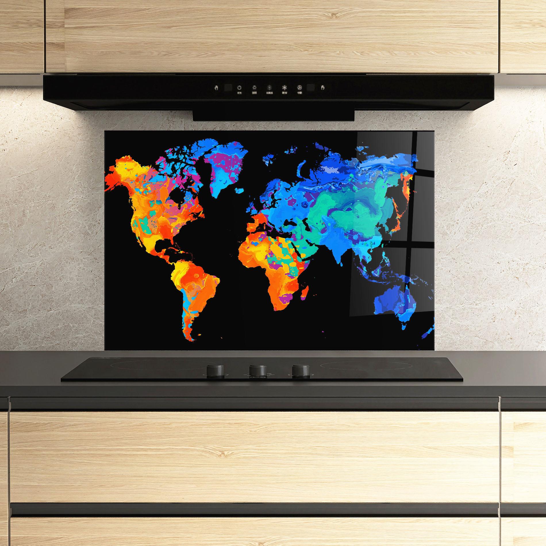 Konyhai üveg hátfal Orange Blue World mockup 3