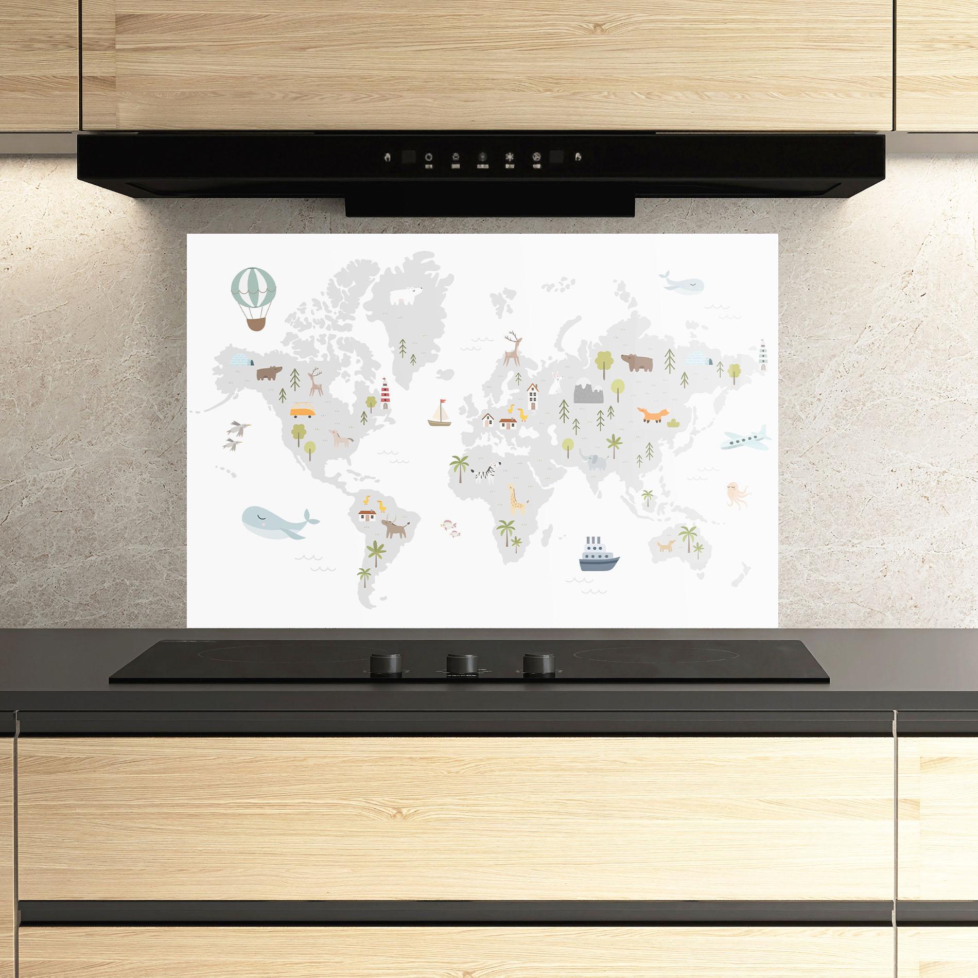 Konyhai üveg hátfal Pretty Grey Map mockup 3