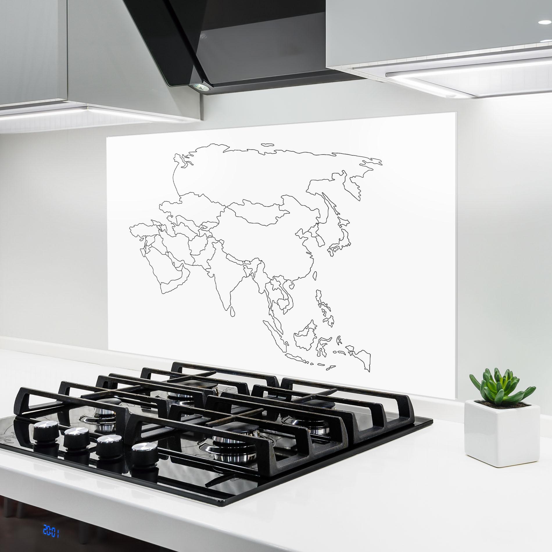 Konyhai üveg hátfal Asia Map Line mockup 6