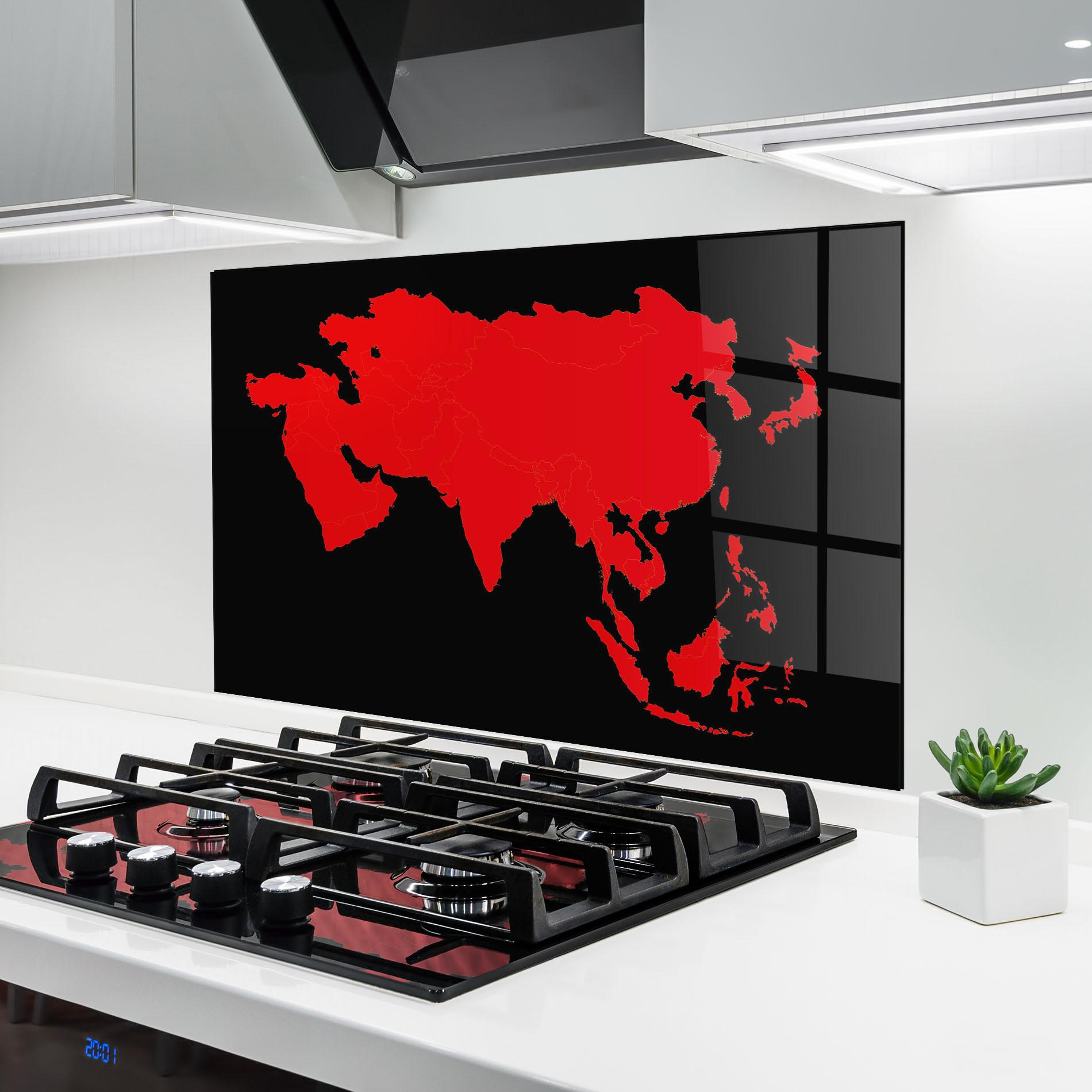 Konyhai üveg hátfal Asia Map mockup 6