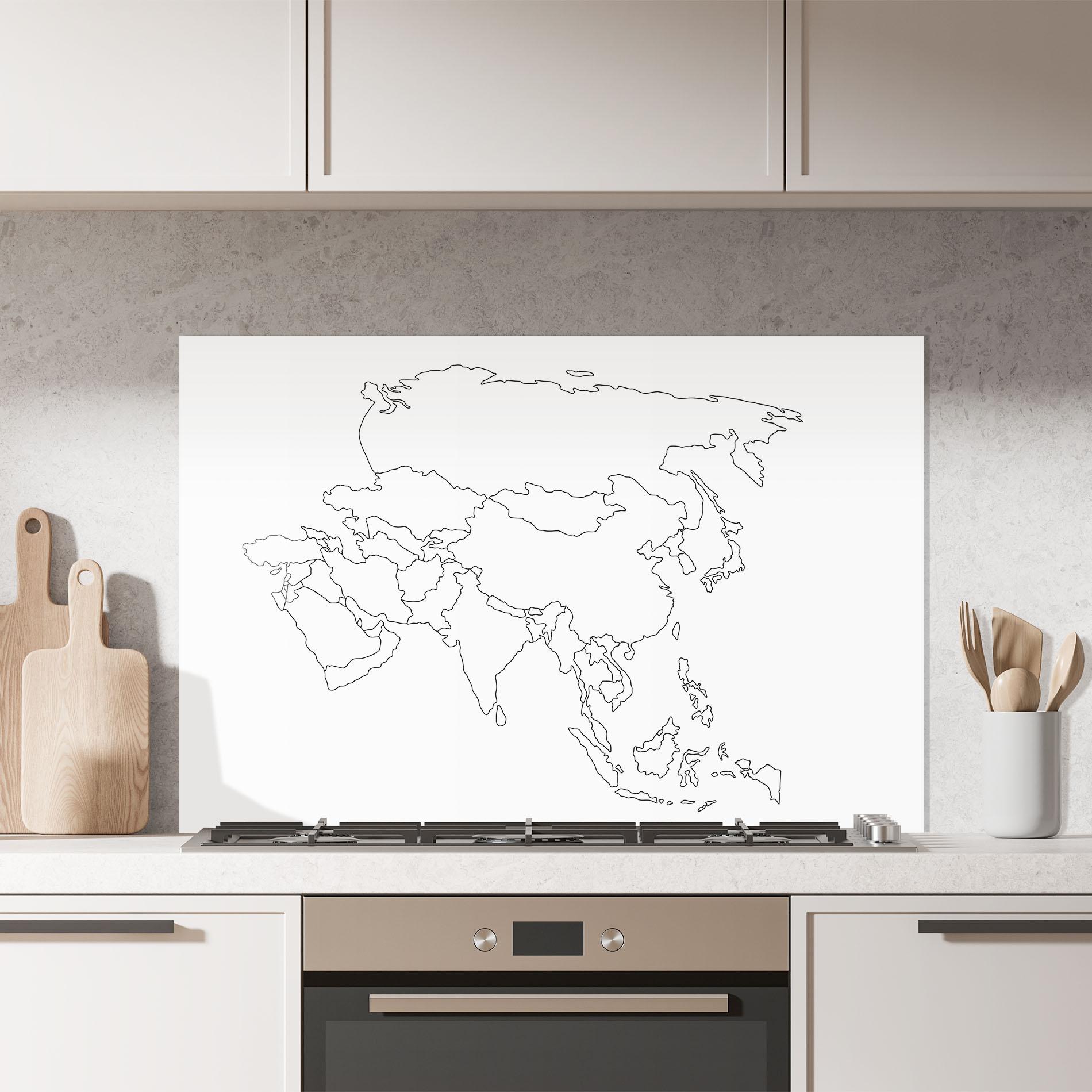 Konyhai üveg hátfal Asia Map Line mockup 7