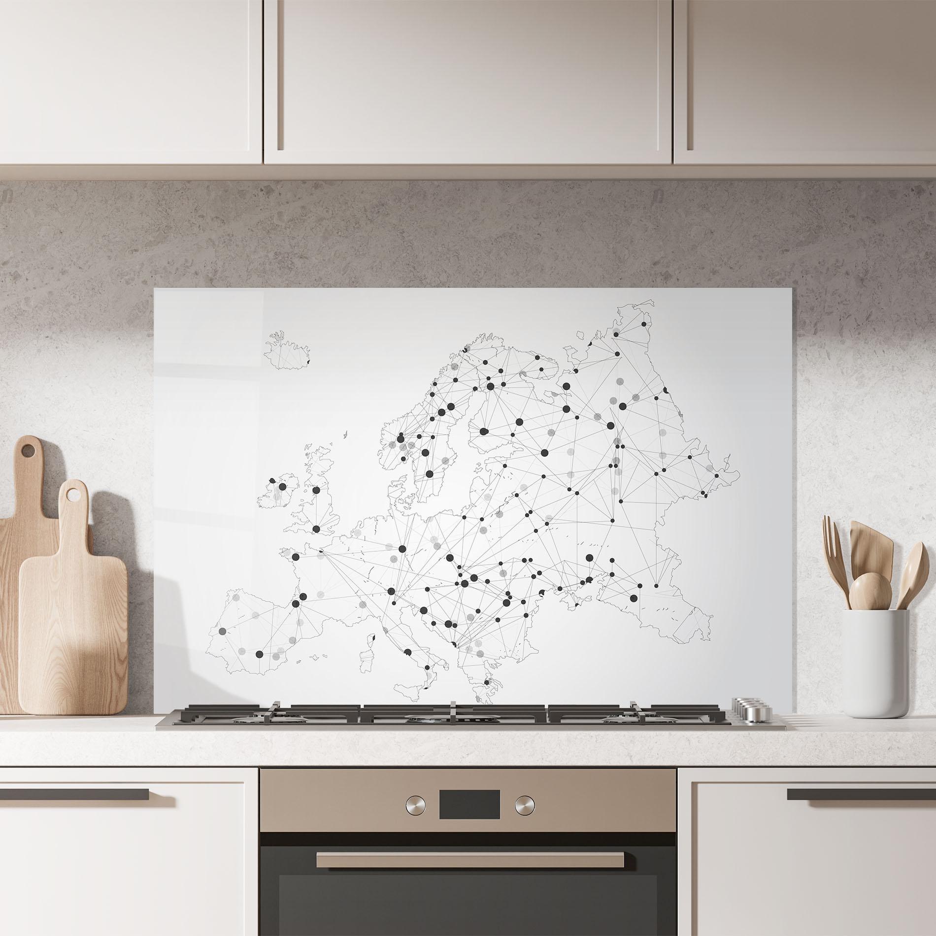 Konyhai üveg hátfal Europe Line Map mockup 7