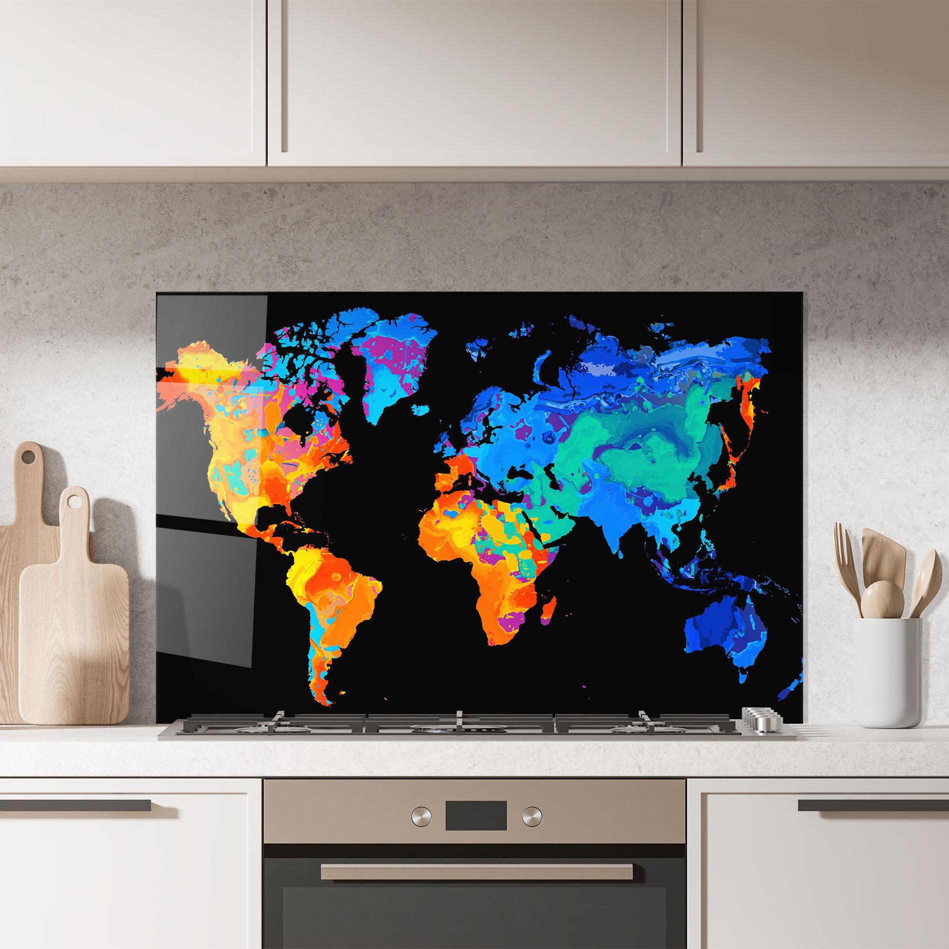 Konyhai üveg hátfal Orange Blue World mockup 7