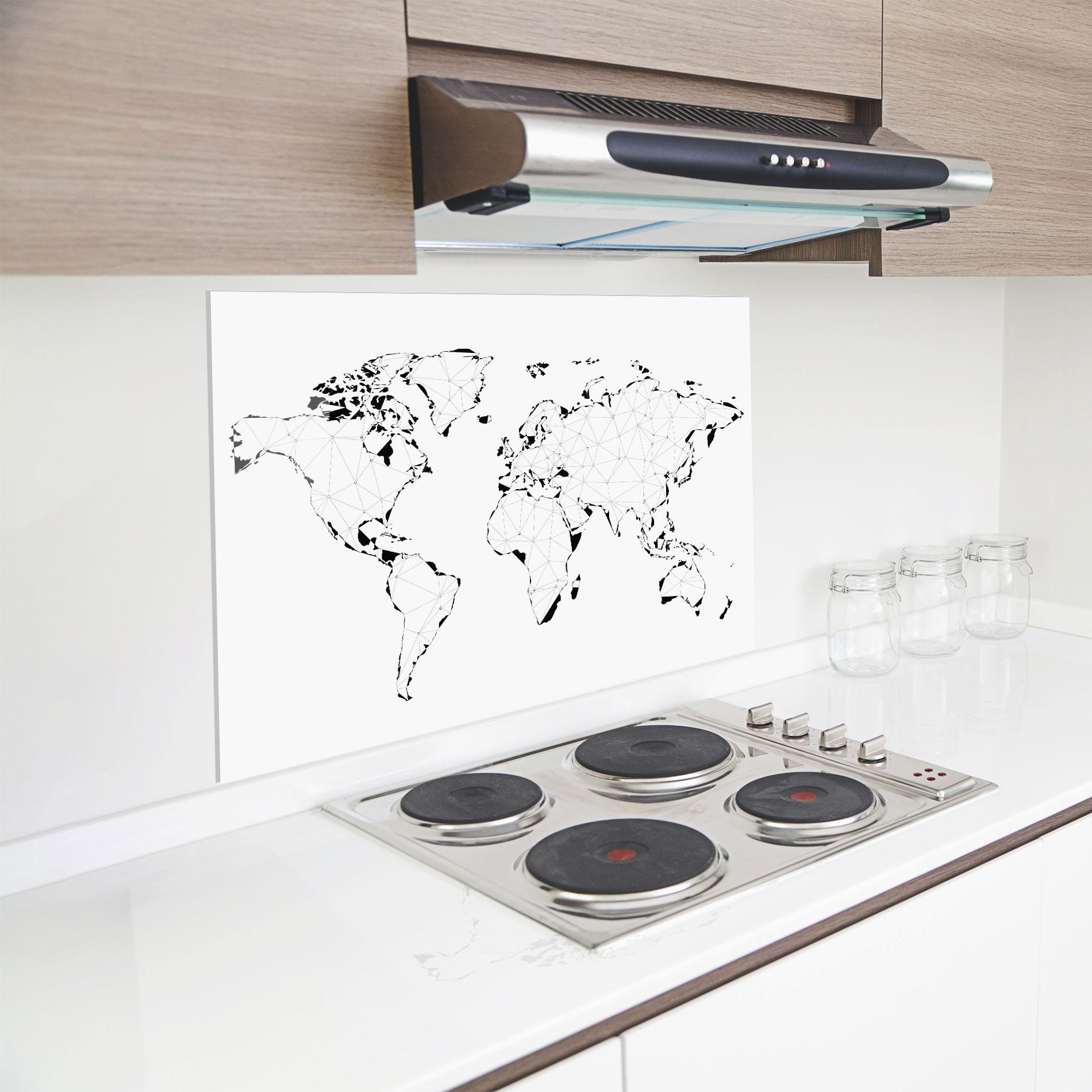 Konyhai üveg hátfal Black Line Map mockup 8
