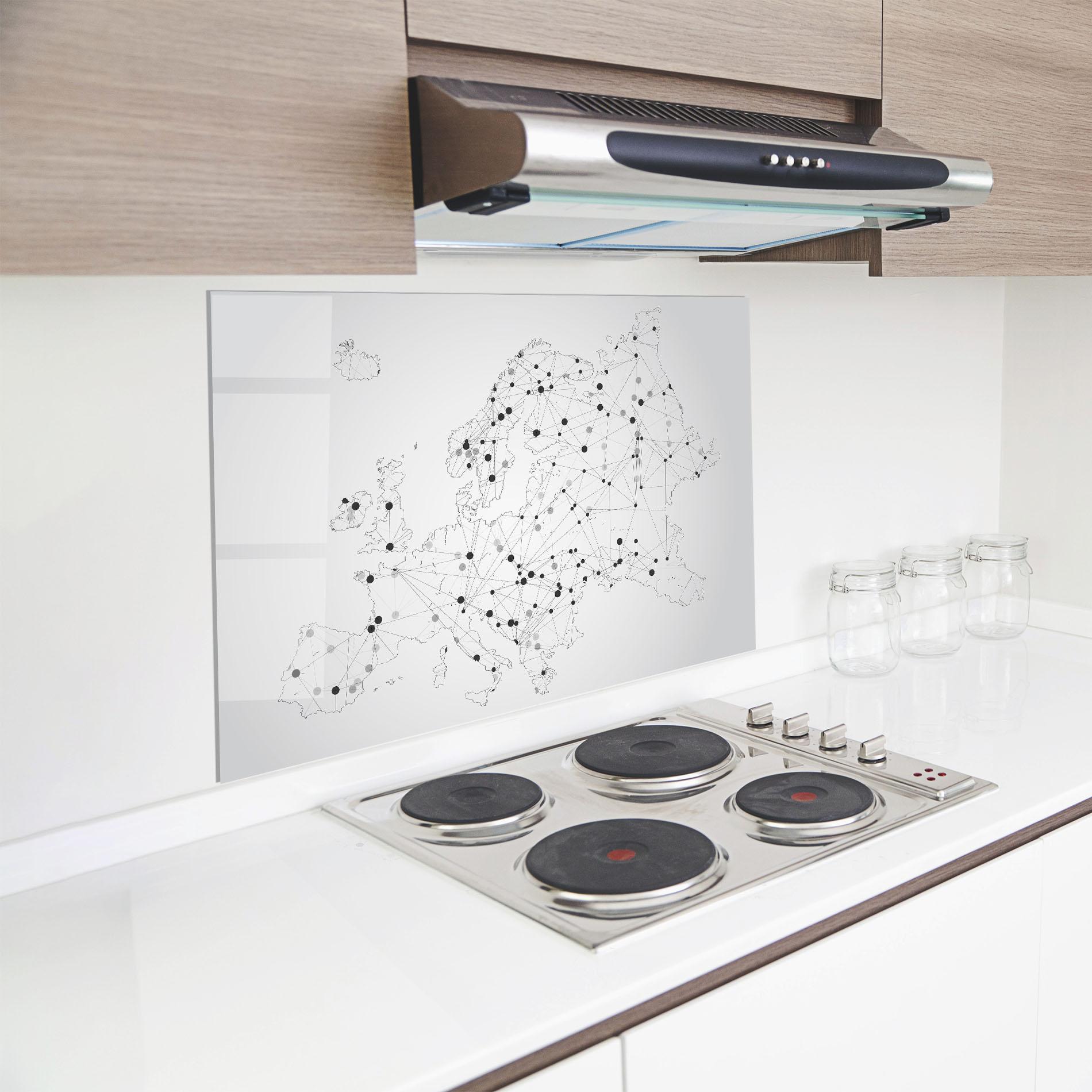 Konyhai üveg hátfal Europe Line Map mockup 8