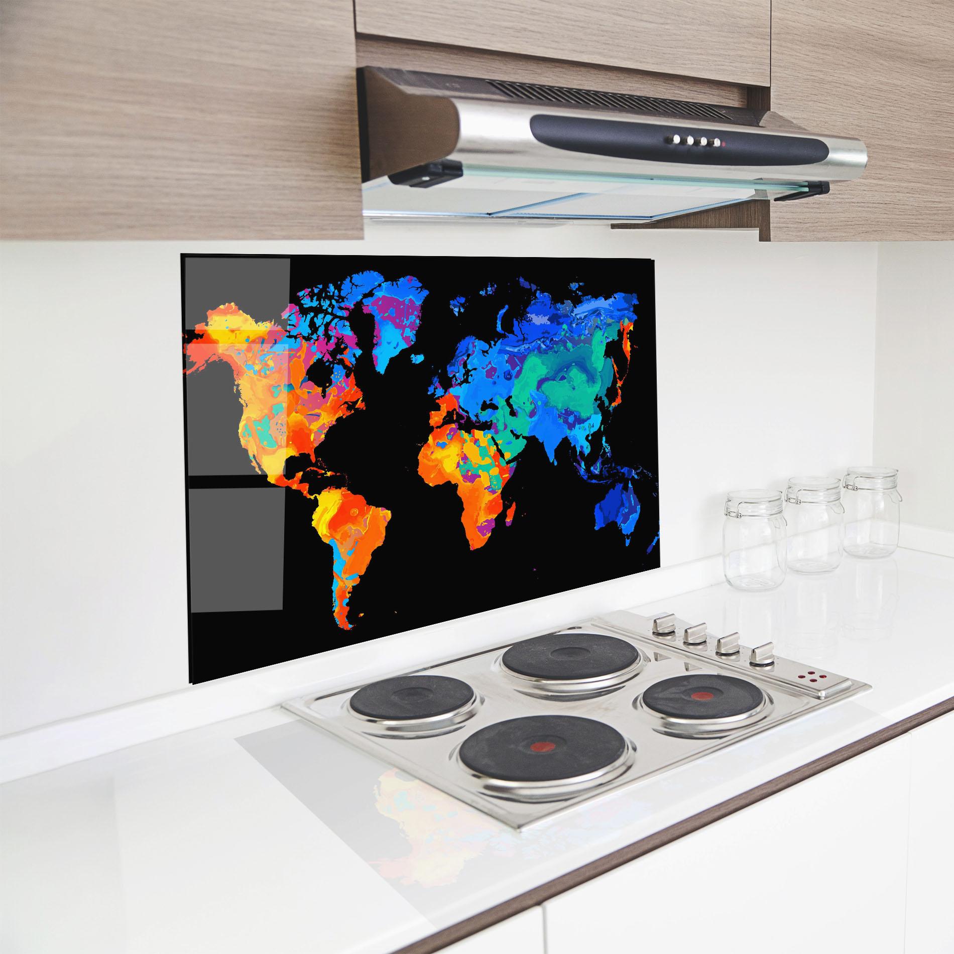 Konyhai üveg hátfal Orange Blue World mockup 8