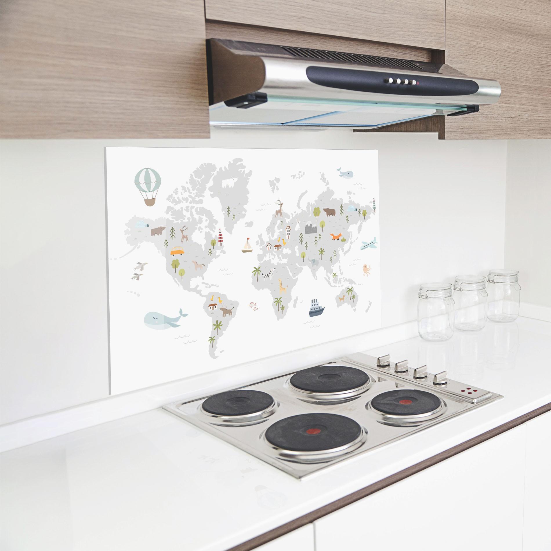 Konyhai üveg hátfal Pretty Grey Map mockup 8