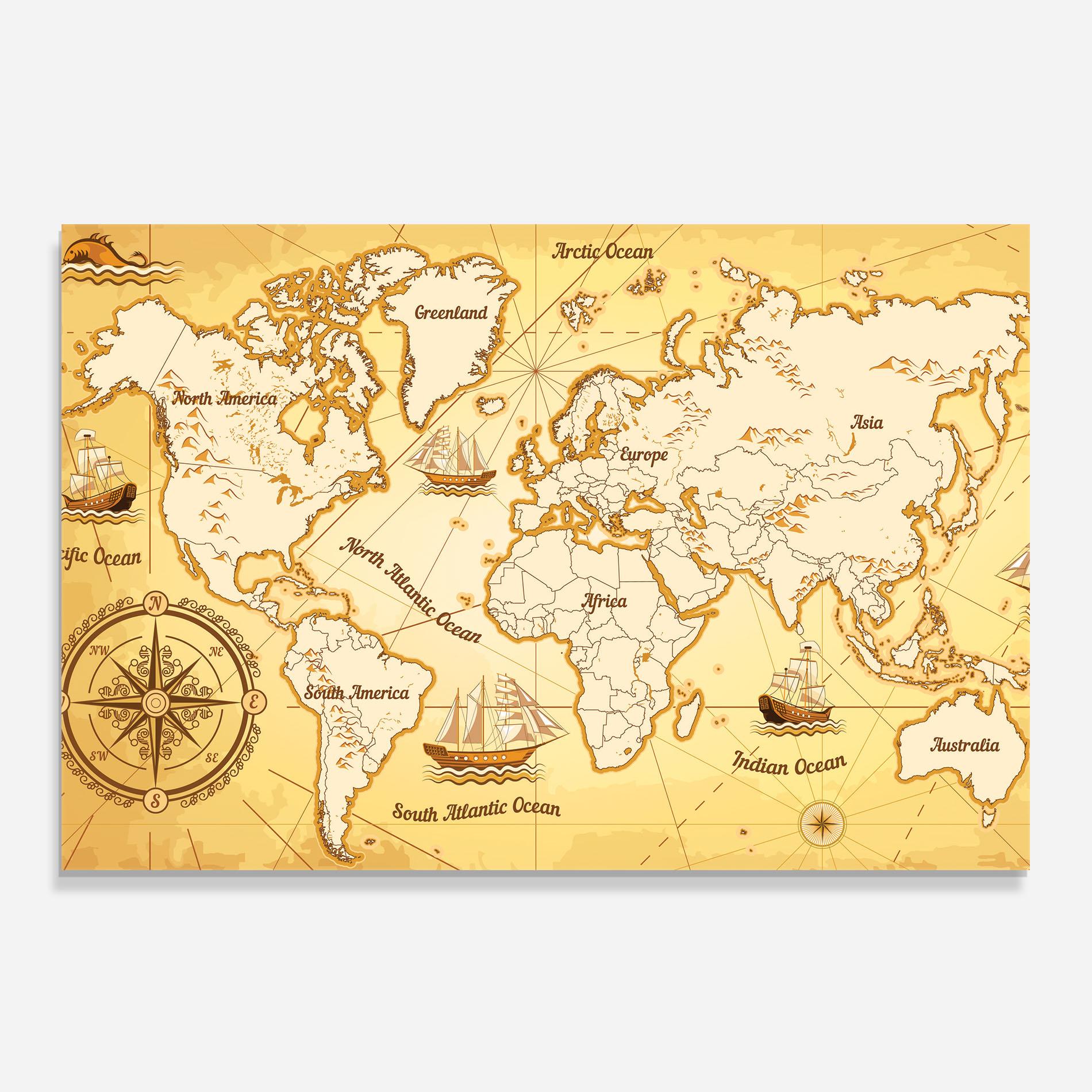 Konyhai üveg hátfal Gold Vintage Map mockup 0