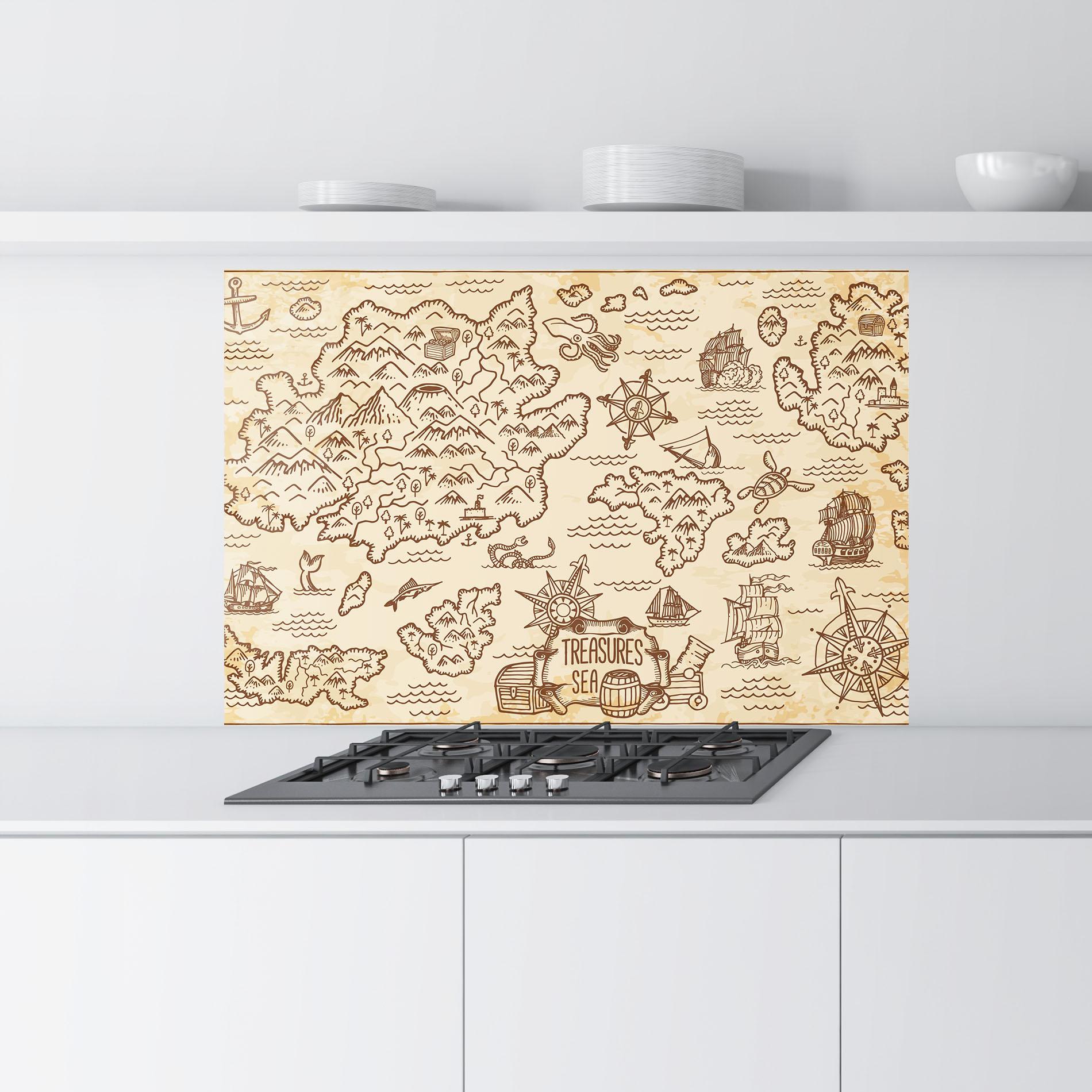 Konyhai üveg hátfal Cream Coffee Map mockup 9