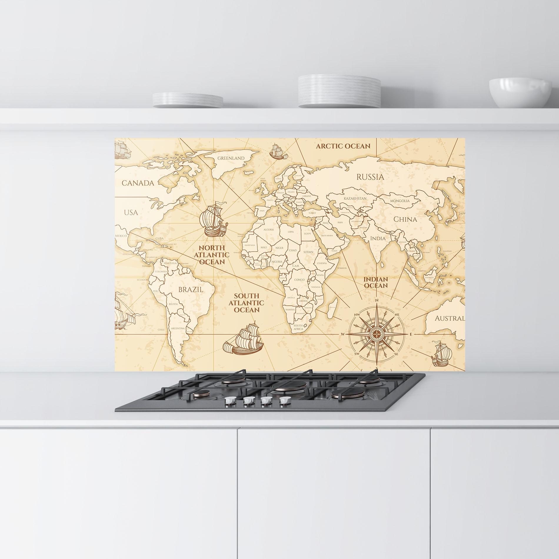 Konyhai üveg hátfal Pirate Cream Map mockup 9