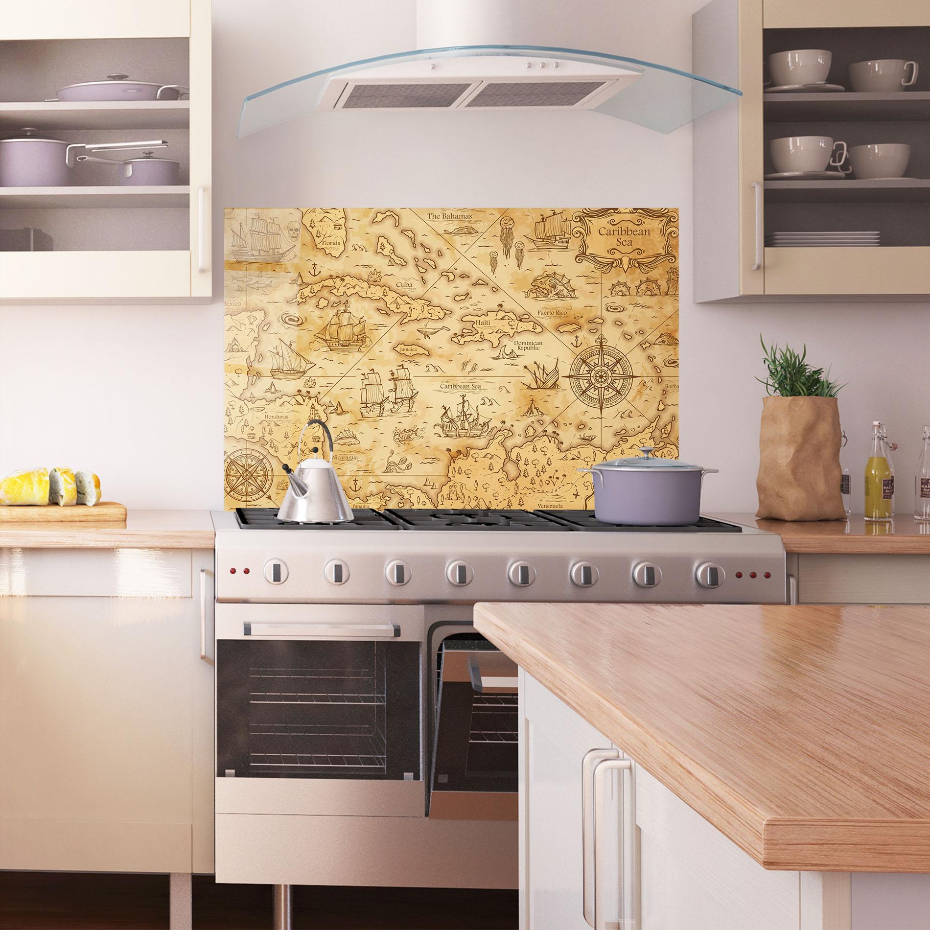 Konyhai üveg hátfal Caribbean Sea mockup 1