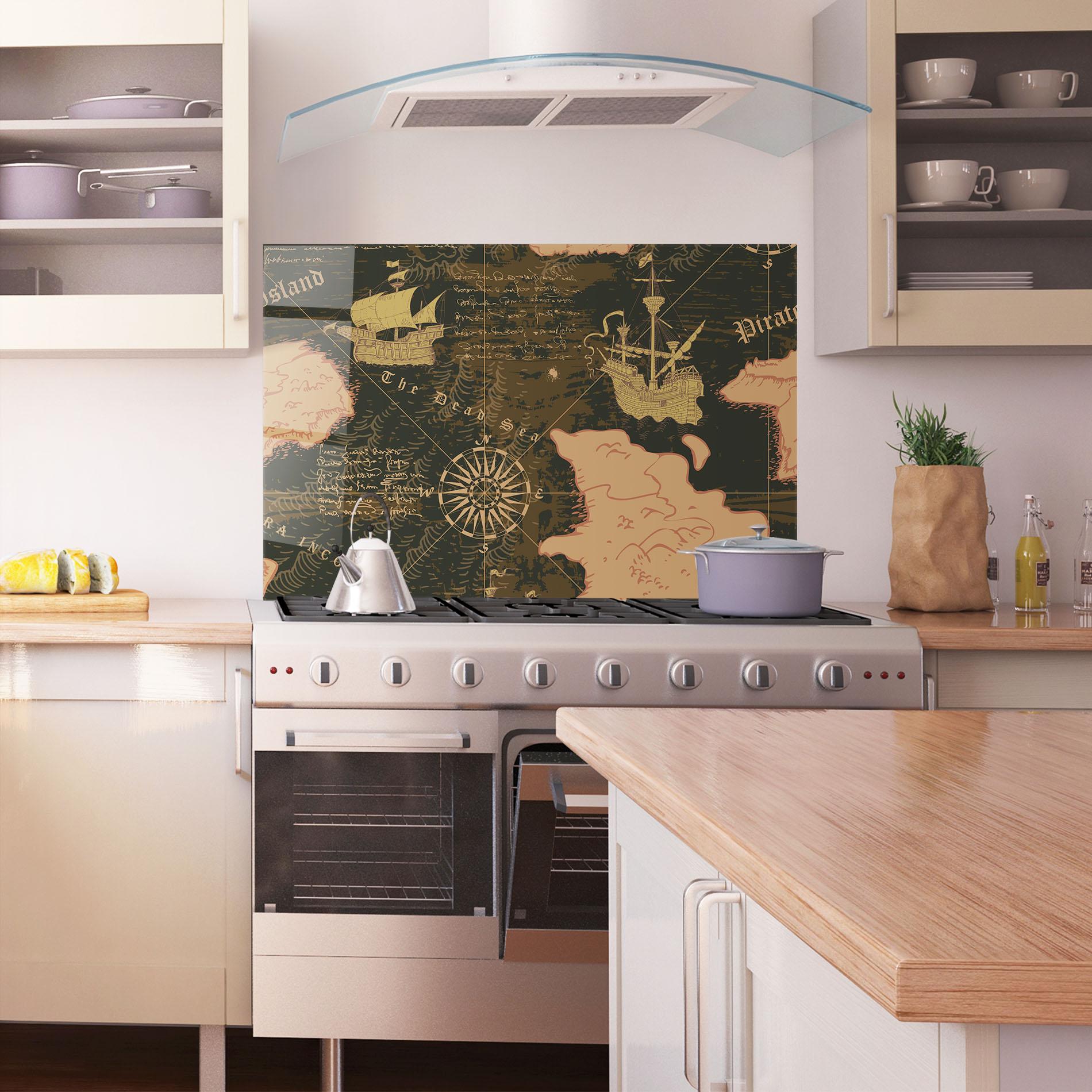 Konyhai üveg hátfal Cool Old Map mockup 1