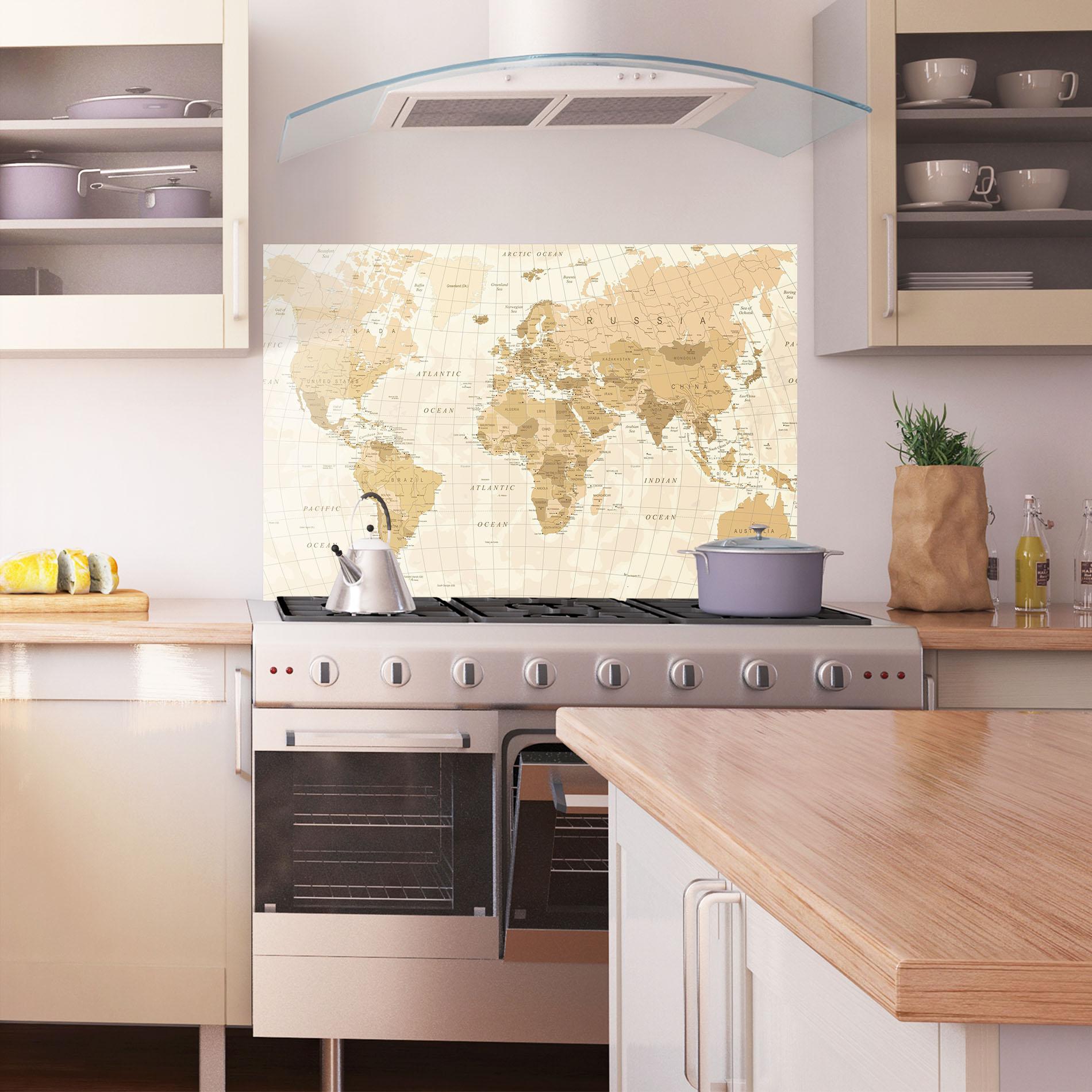 Konyhai üveg hátfal Cream Color Map mockup 1