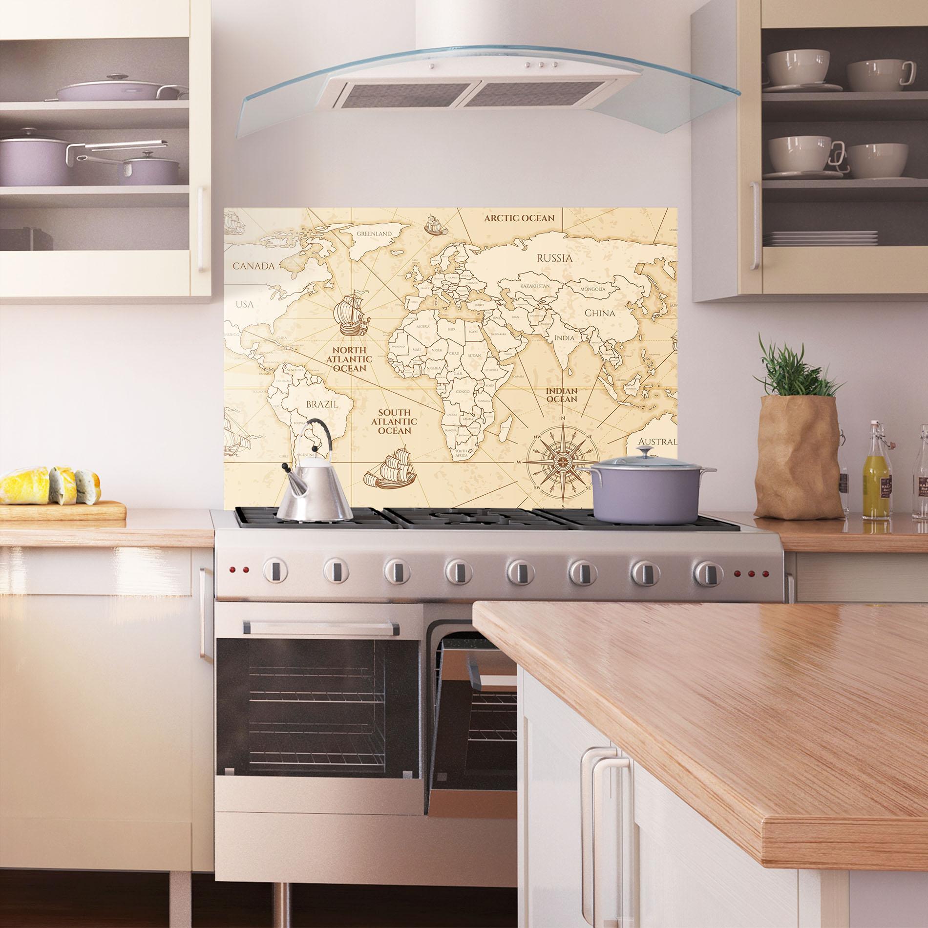 Konyhai üveg hátfal Pirate Cream Map mockup 1