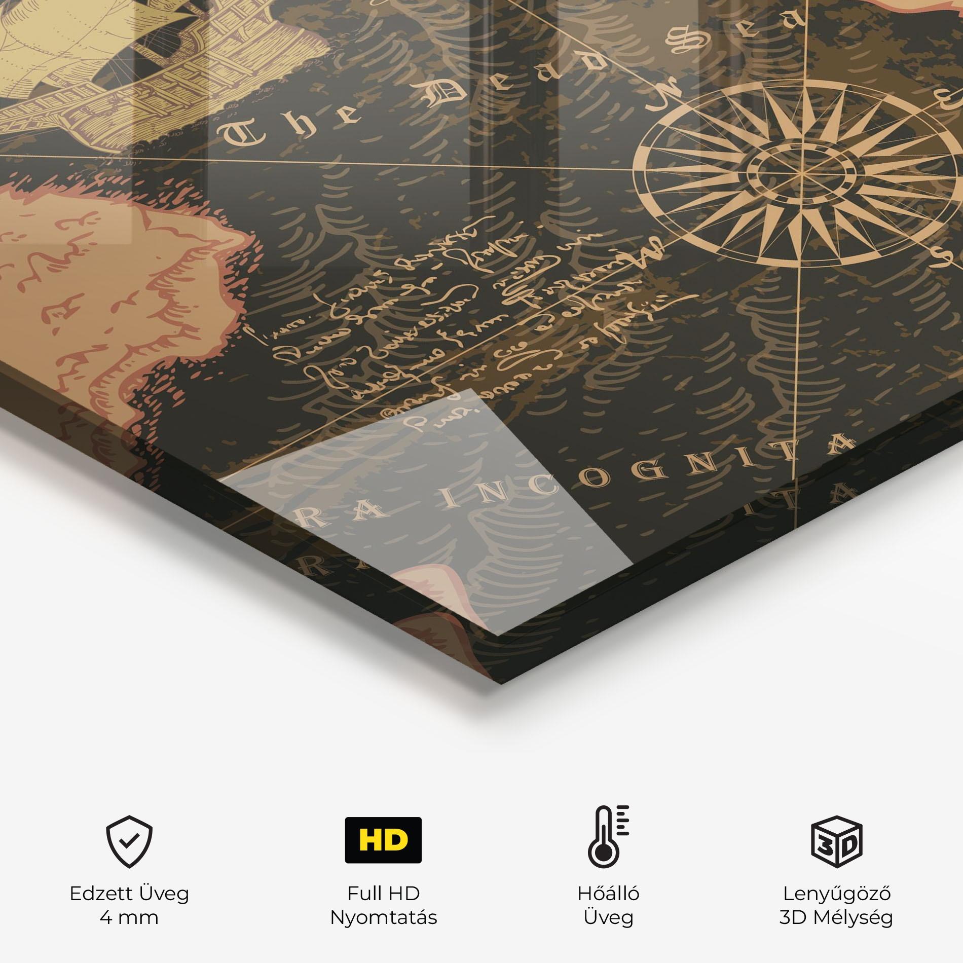 Konyhai üveg hátfal Cool Old Map mockup 2