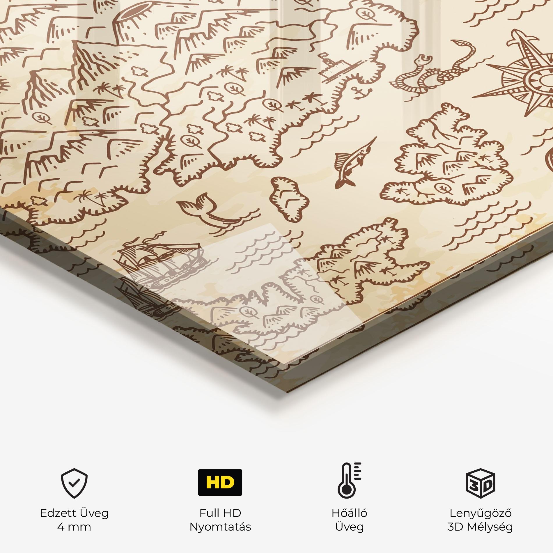 Konyhai üveg hátfal Cream Coffee Map mockup 2