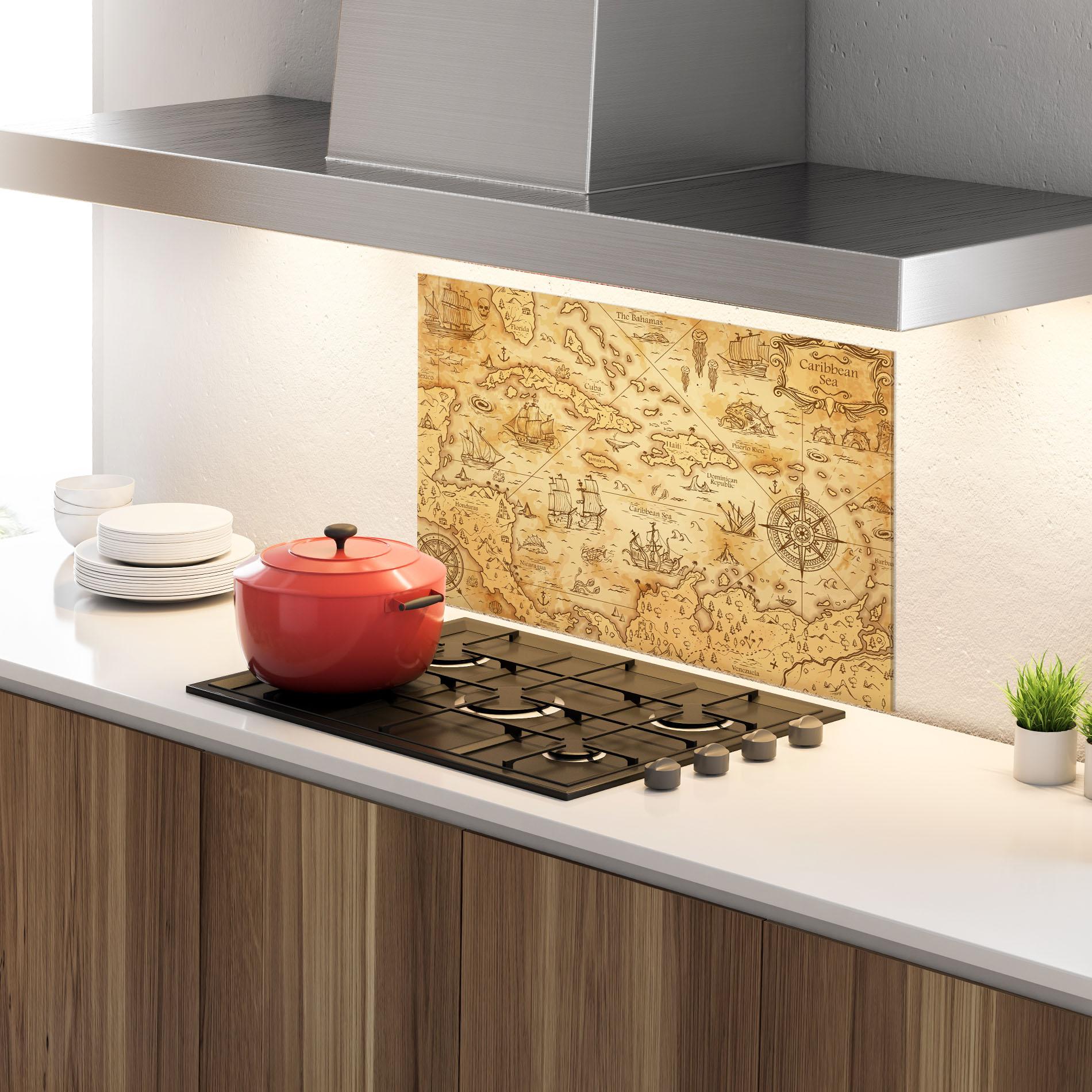 Konyhai üveg hátfal Caribbean Sea mockup 4