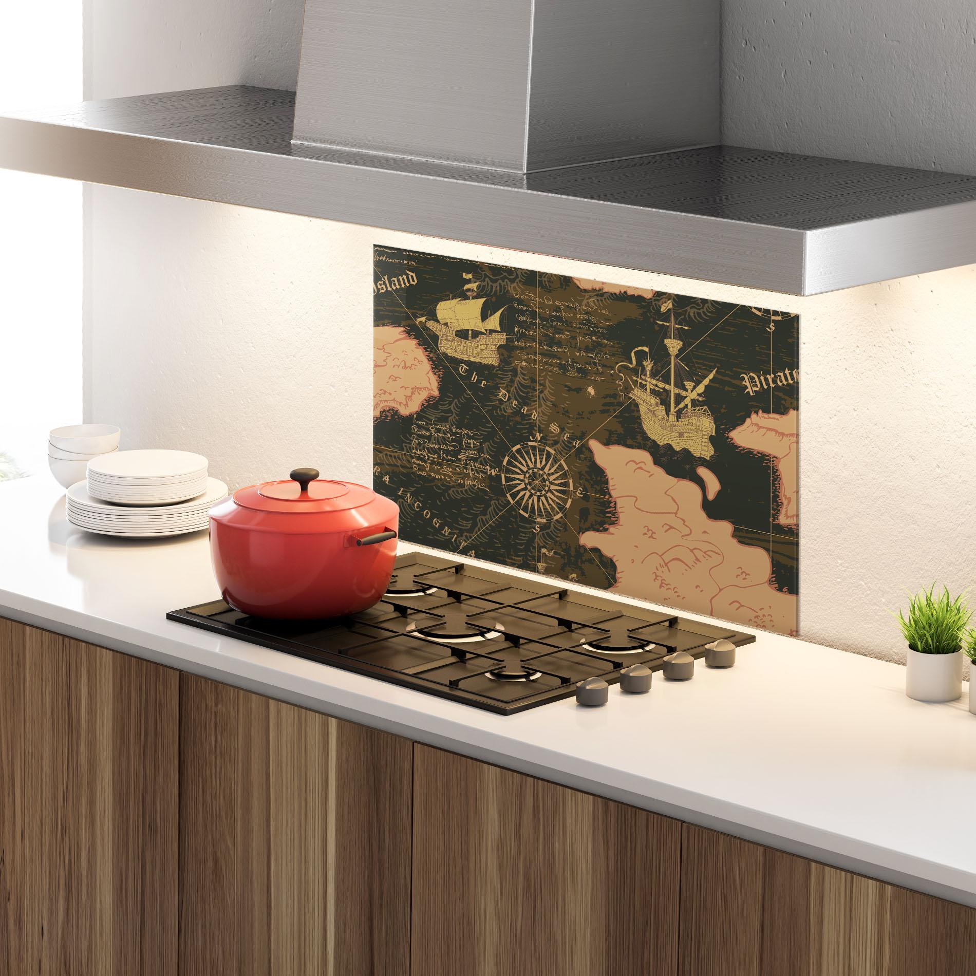 Konyhai üveg hátfal Cool Old Map mockup 4