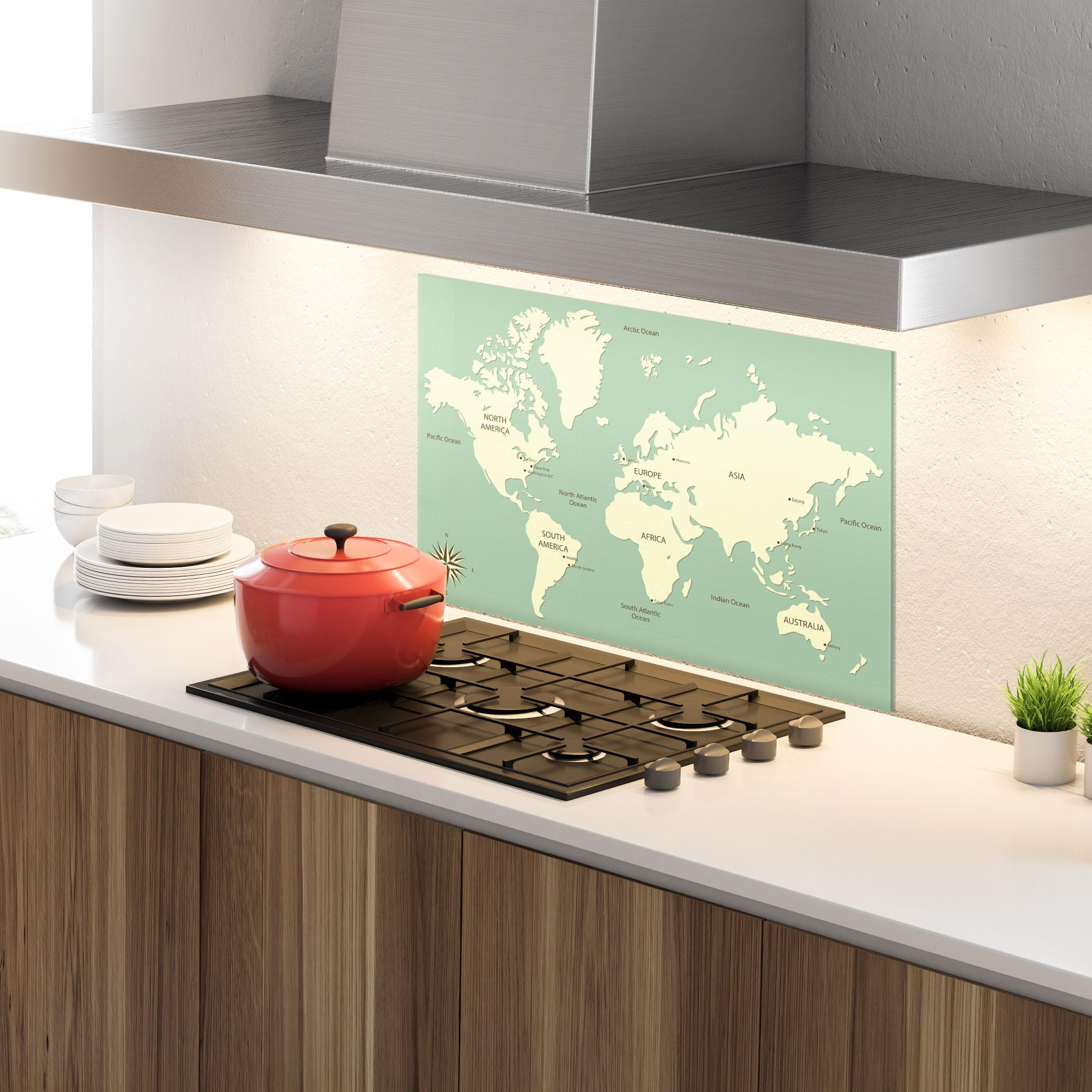 Konyhai üveg hátfal Green Cream Map mockup 4