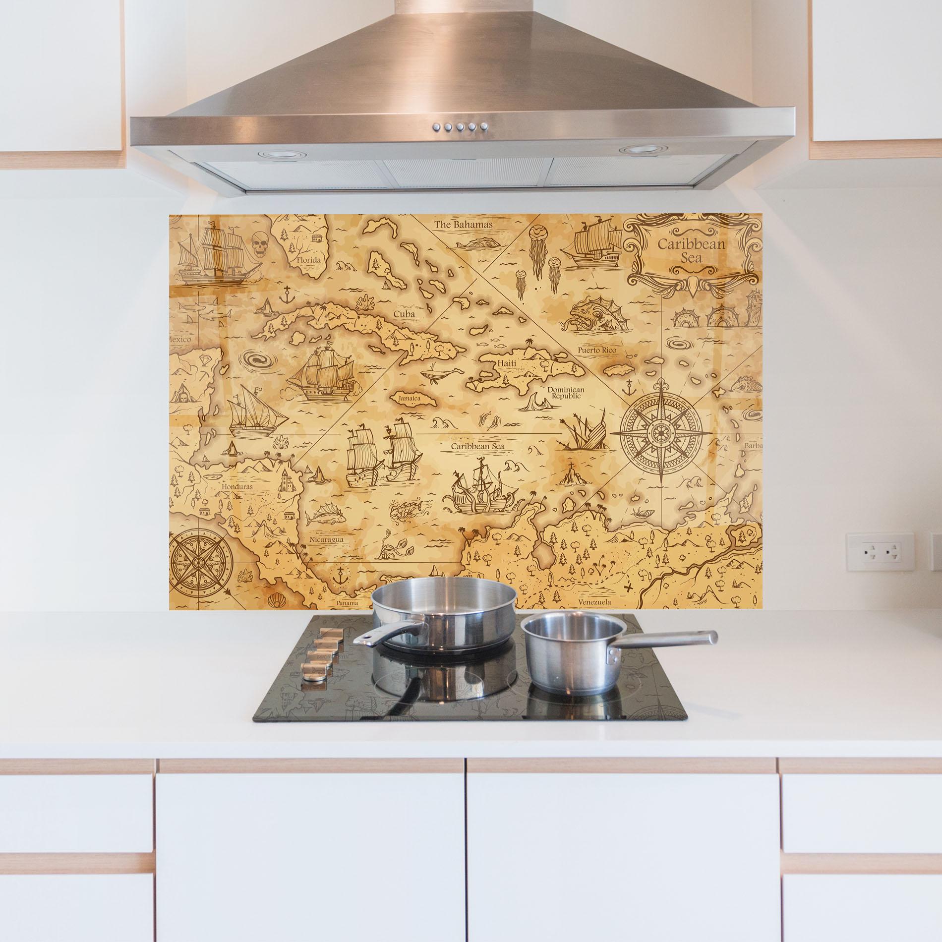 Konyhai üveg hátfal Caribbean Sea mockup 5