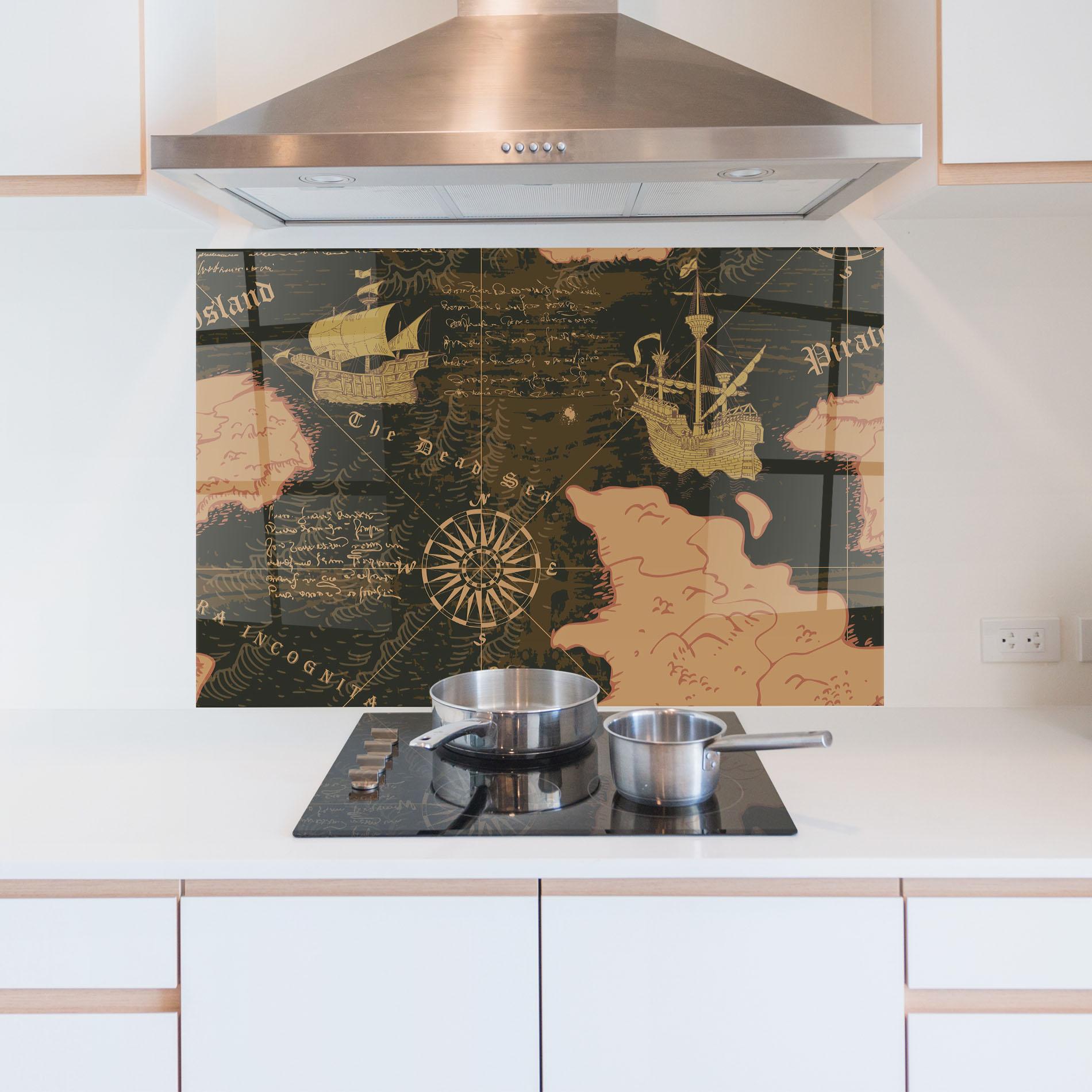 Konyhai üveg hátfal Cool Old Map mockup 5