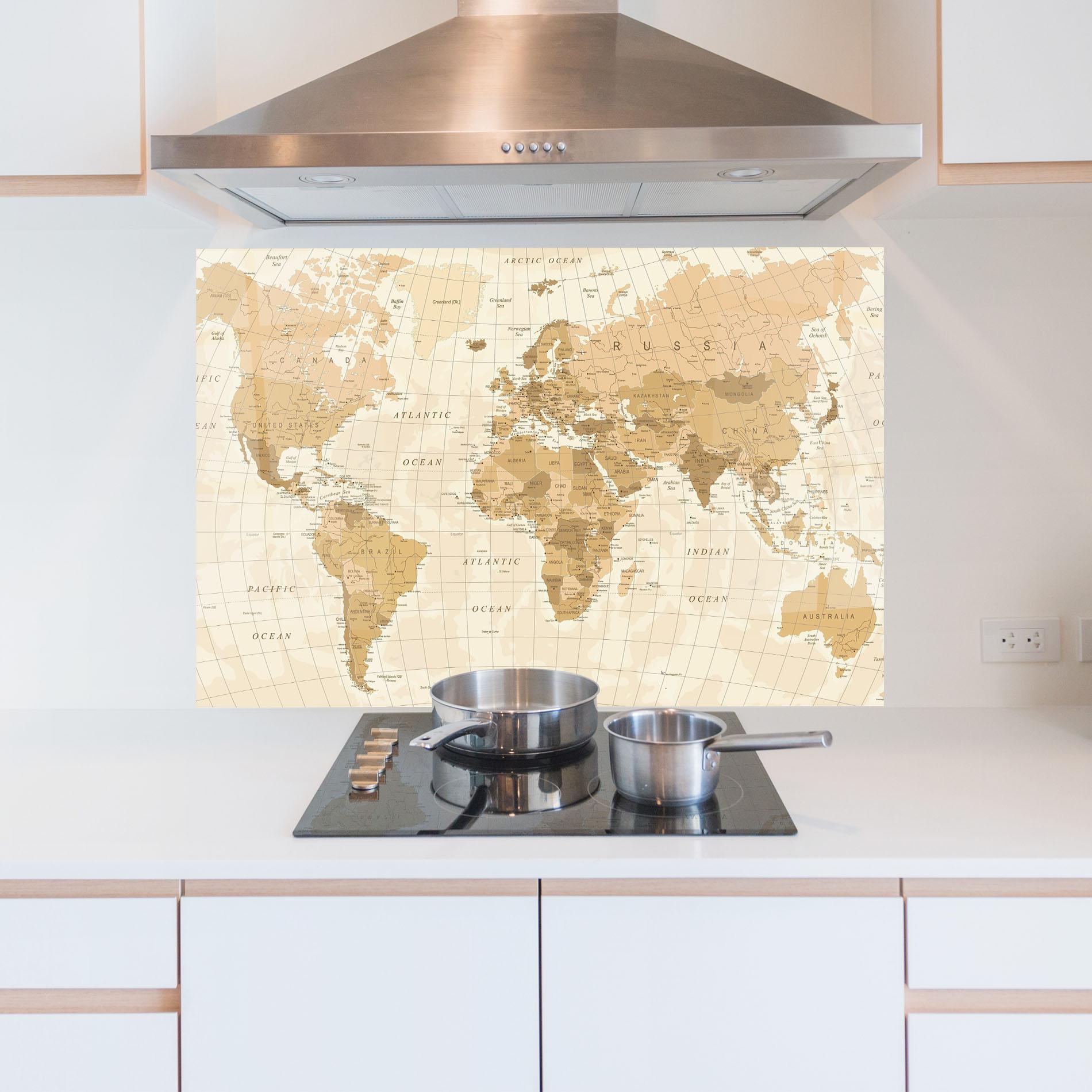 Konyhai üveg hátfal Cream Color Map mockup 5