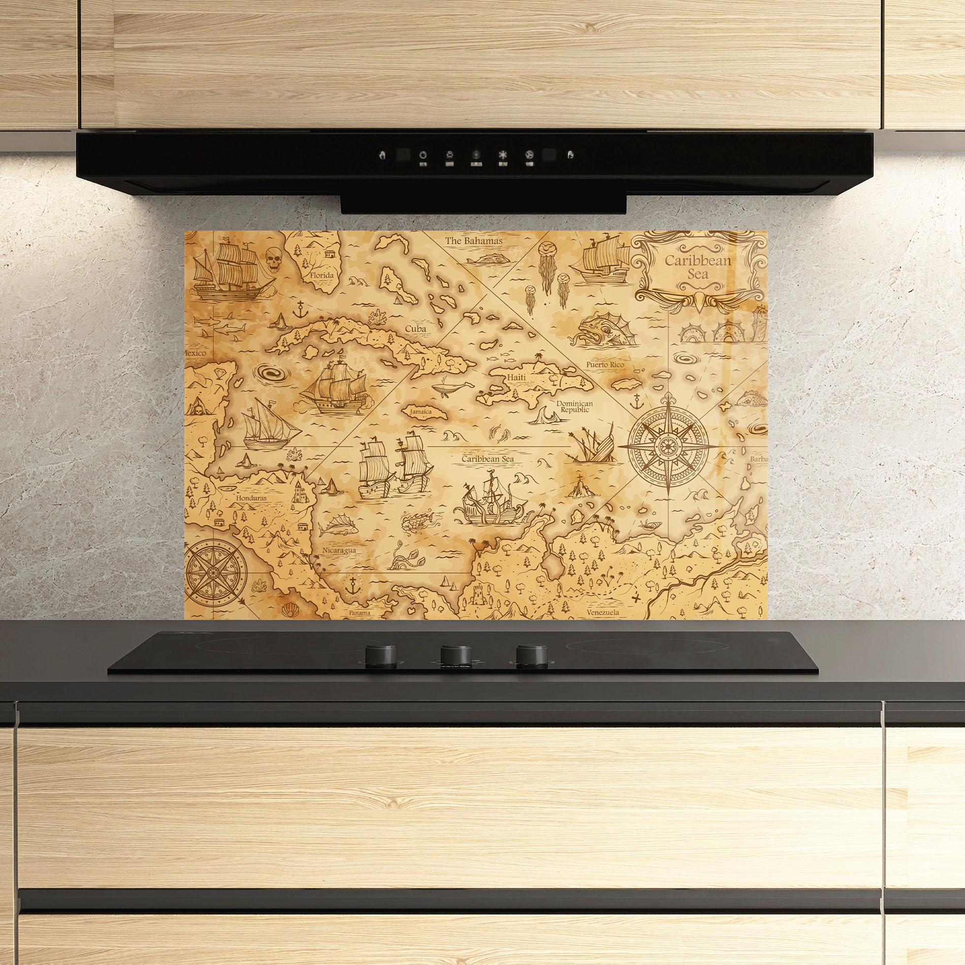 Konyhai üveg hátfal Caribbean Sea mockup 3