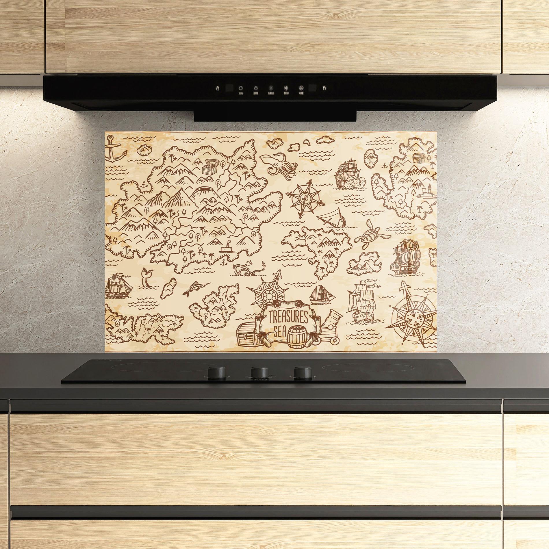 Konyhai üveg hátfal Cream Coffee Map mockup 3