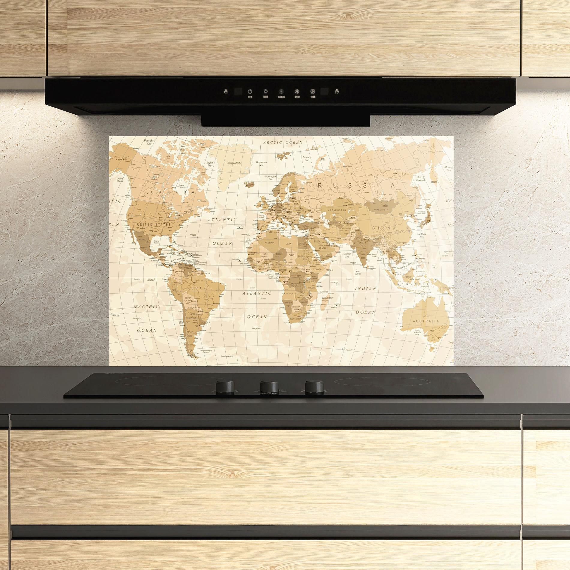 Konyhai üveg hátfal Cream Color Map mockup 3