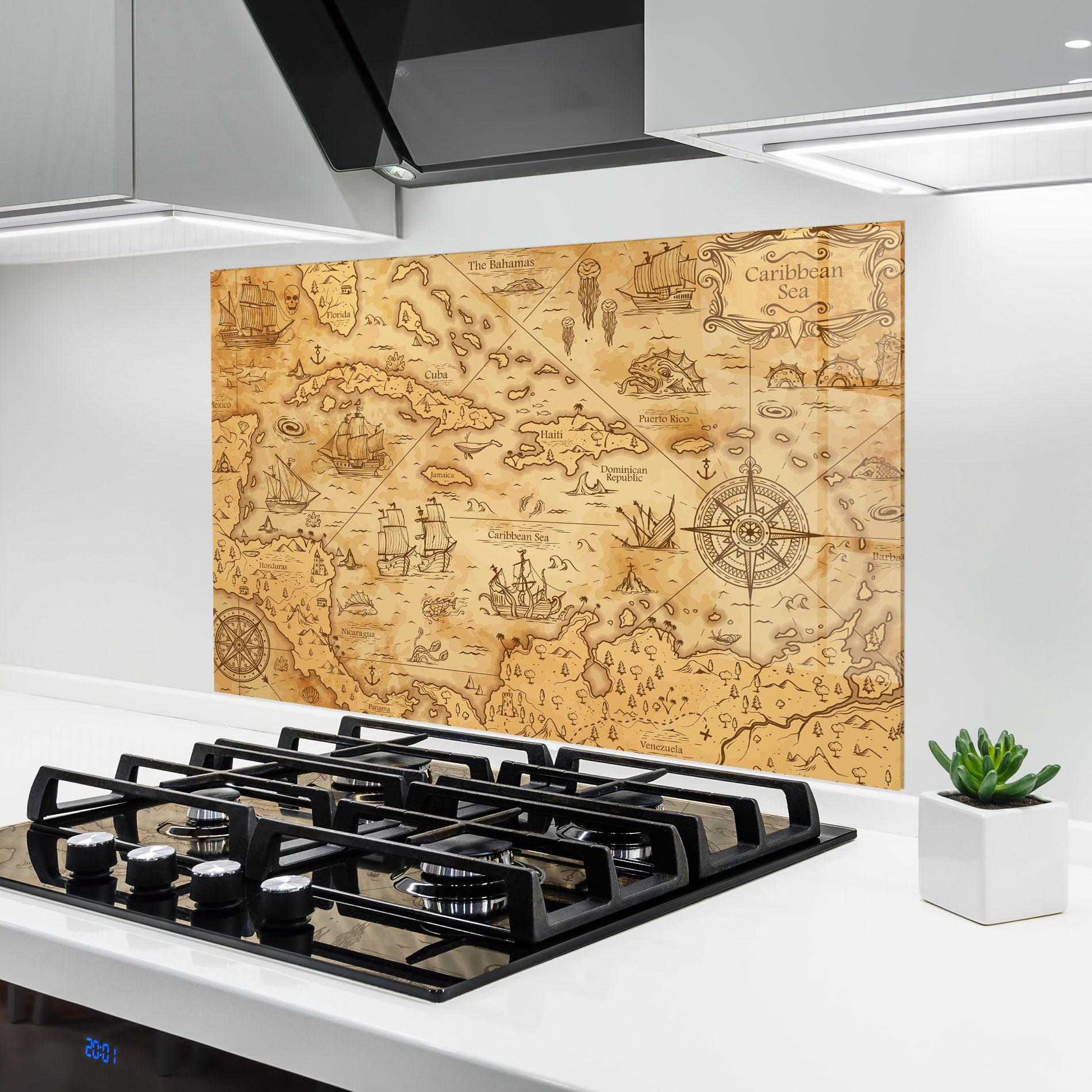 Konyhai üveg hátfal Caribbean Sea mockup 6