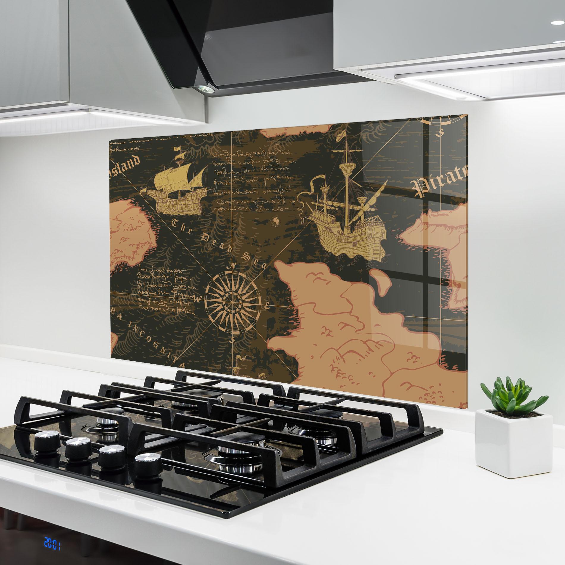 Konyhai üveg hátfal Cool Old Map mockup 6