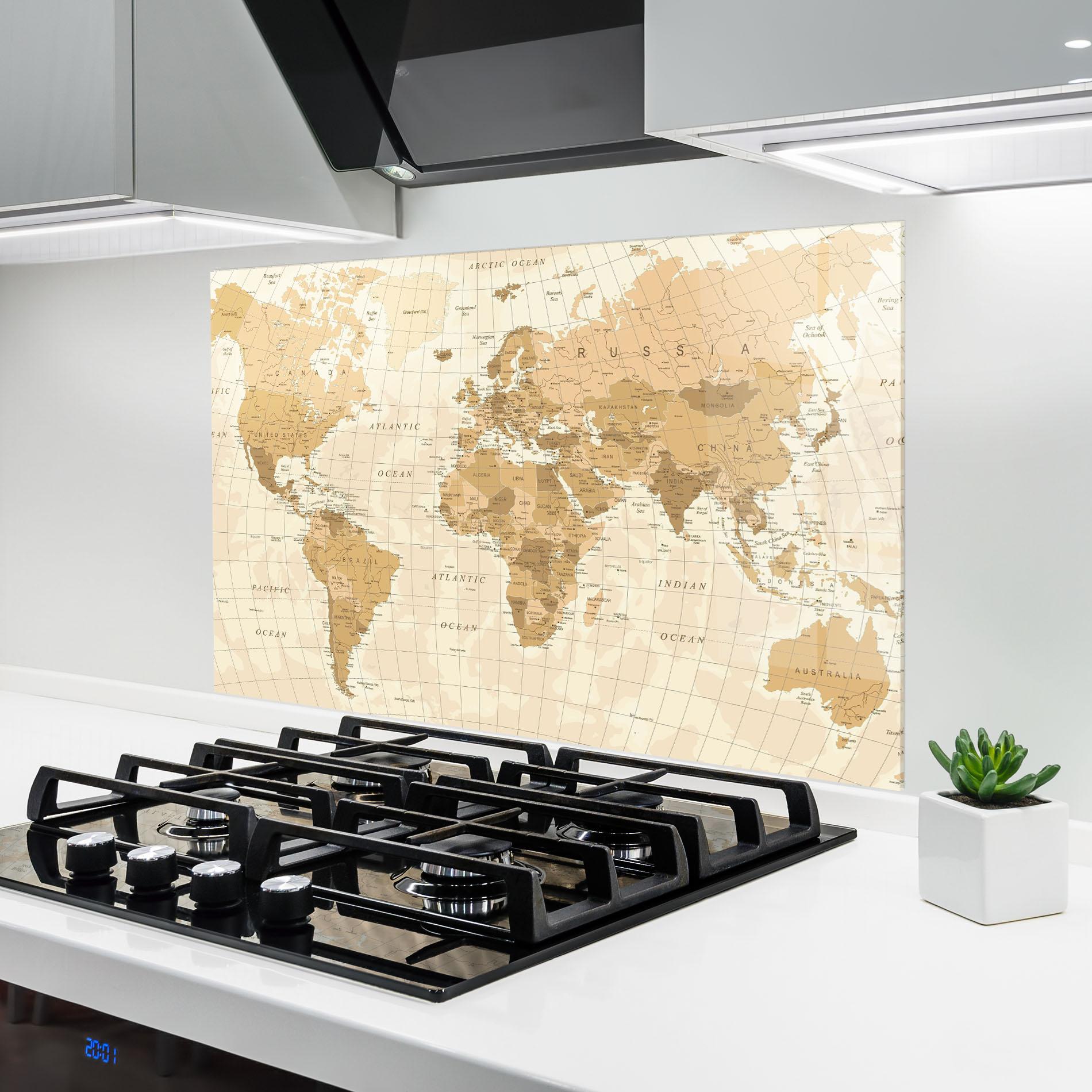 Konyhai üveg hátfal Cream Color Map mockup 6