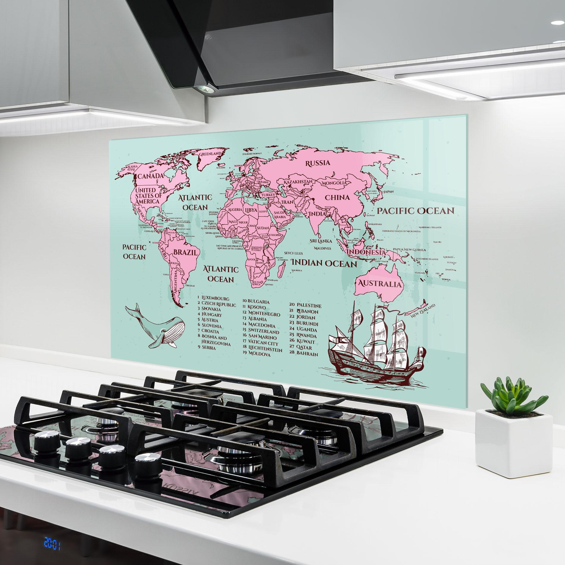 Konyhai üveg hátfal Pink Pirate Map mockup 6
