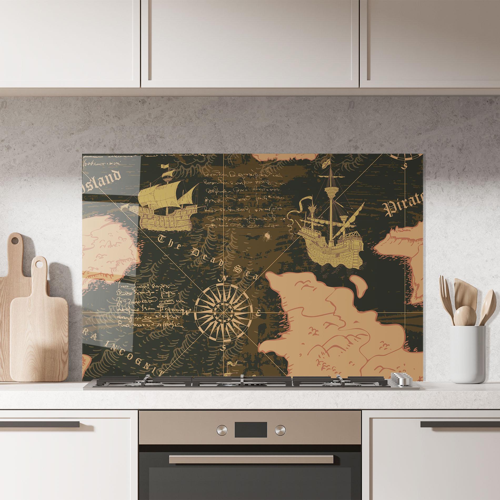 Konyhai üveg hátfal Cool Old Map mockup 7