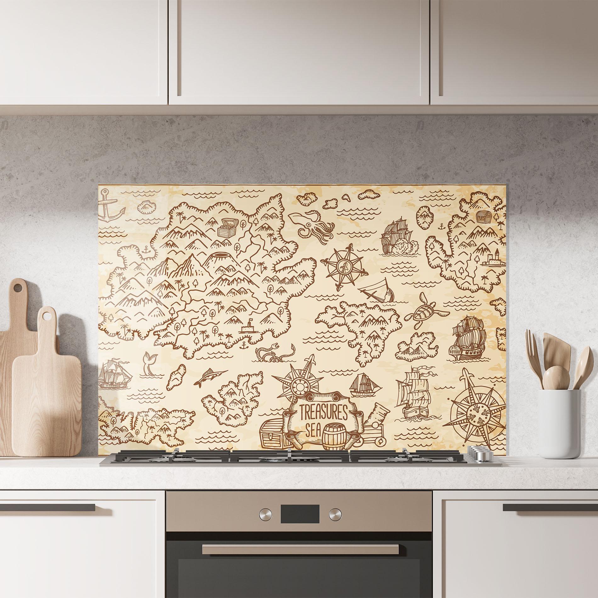 Konyhai üveg hátfal Cream Coffee Map mockup 7