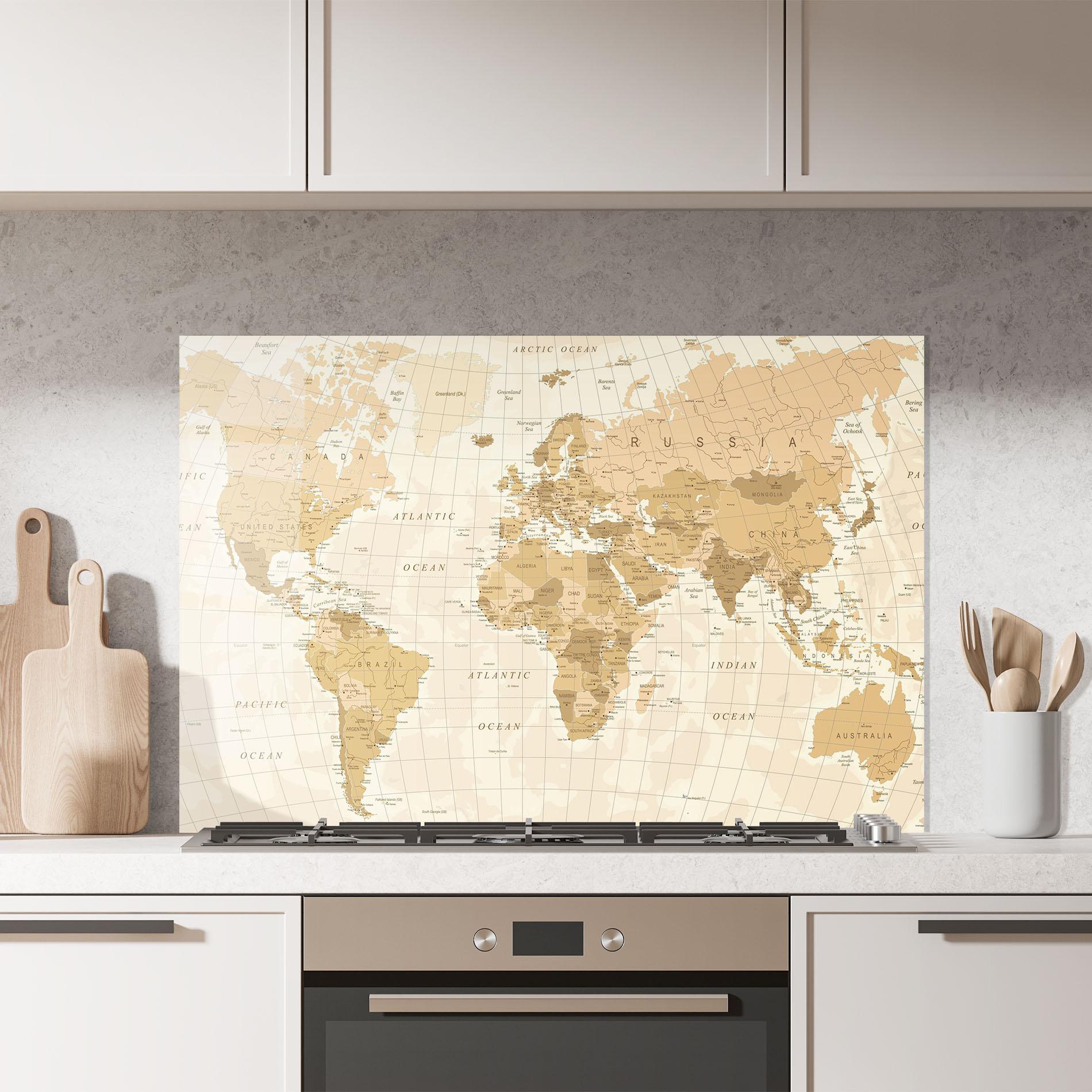 Konyhai üveg hátfal Cream Color Map mockup 7