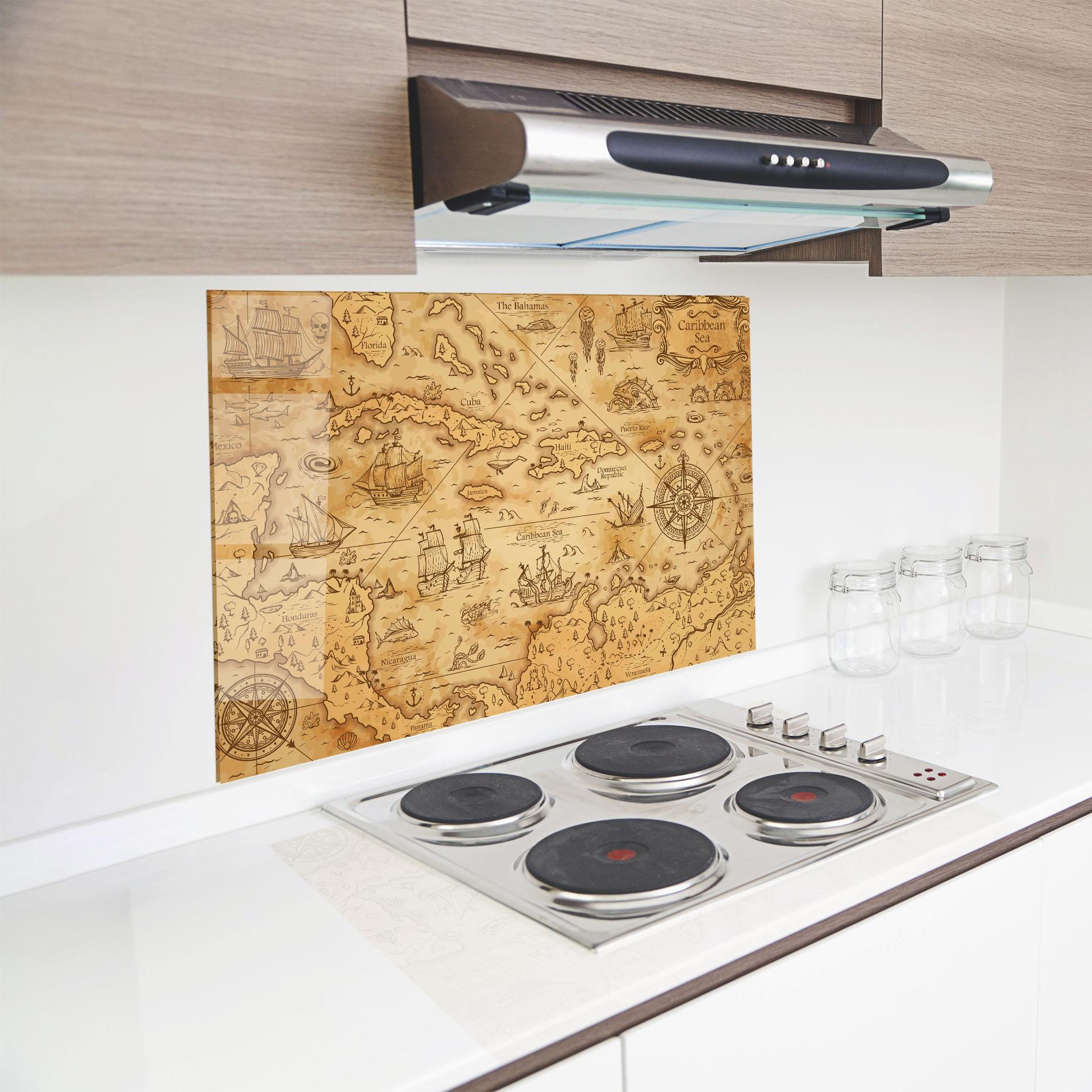 Konyhai üveg hátfal Caribbean Sea mockup 8