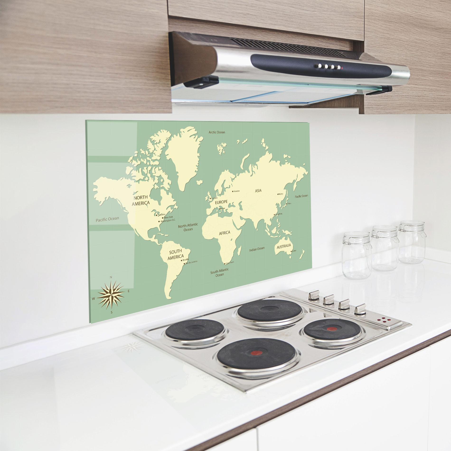 Konyhai üveg hátfal Green Cream Map mockup 8