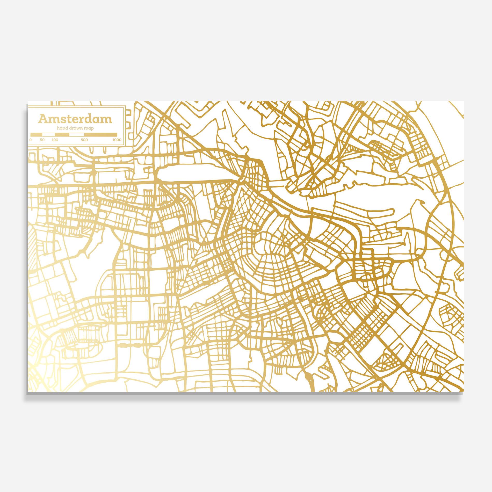 Konyhai üveg hátfal Amsterdam Gold Map mockup 0