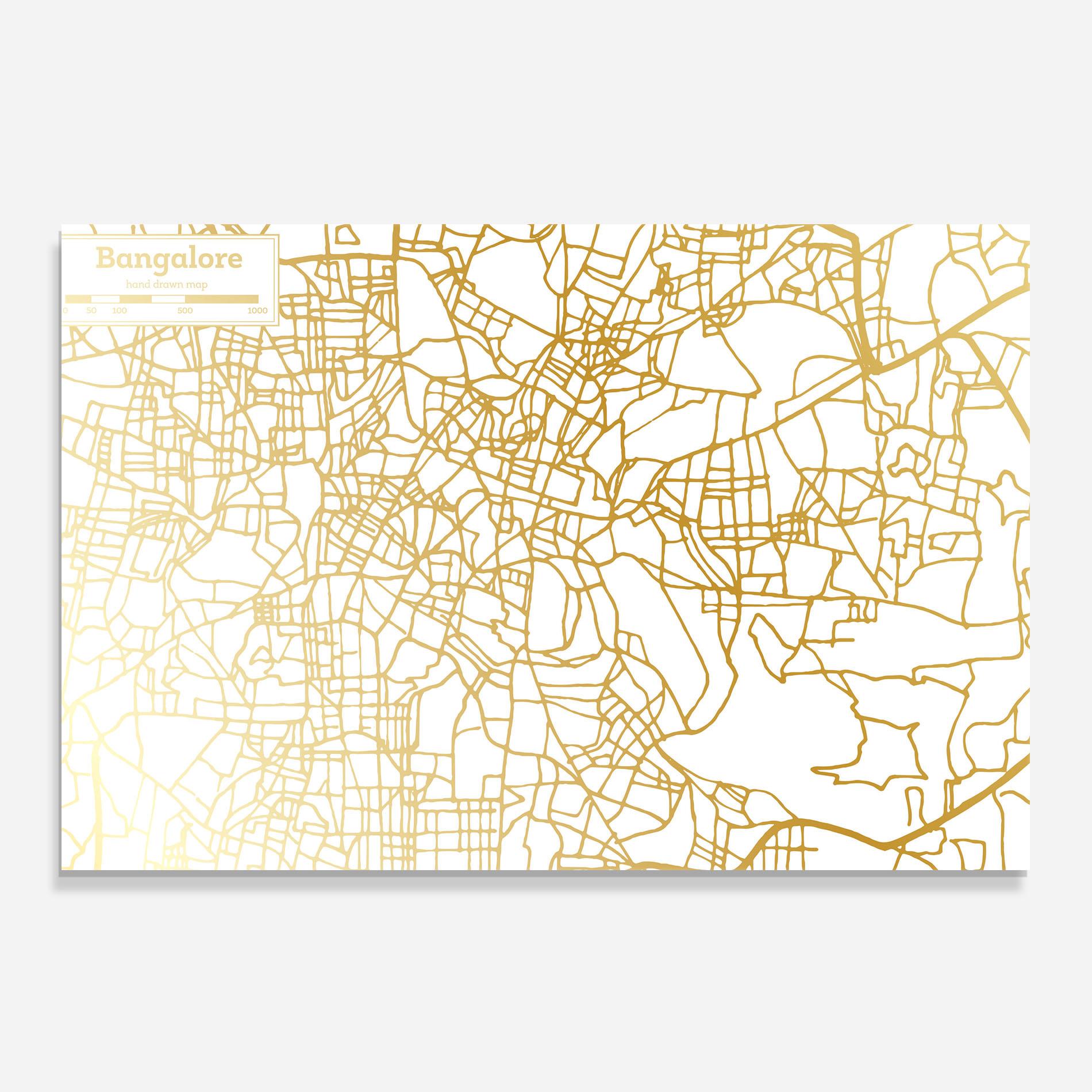 Konyhai üveg hátfal Bangalore Map mockup 0