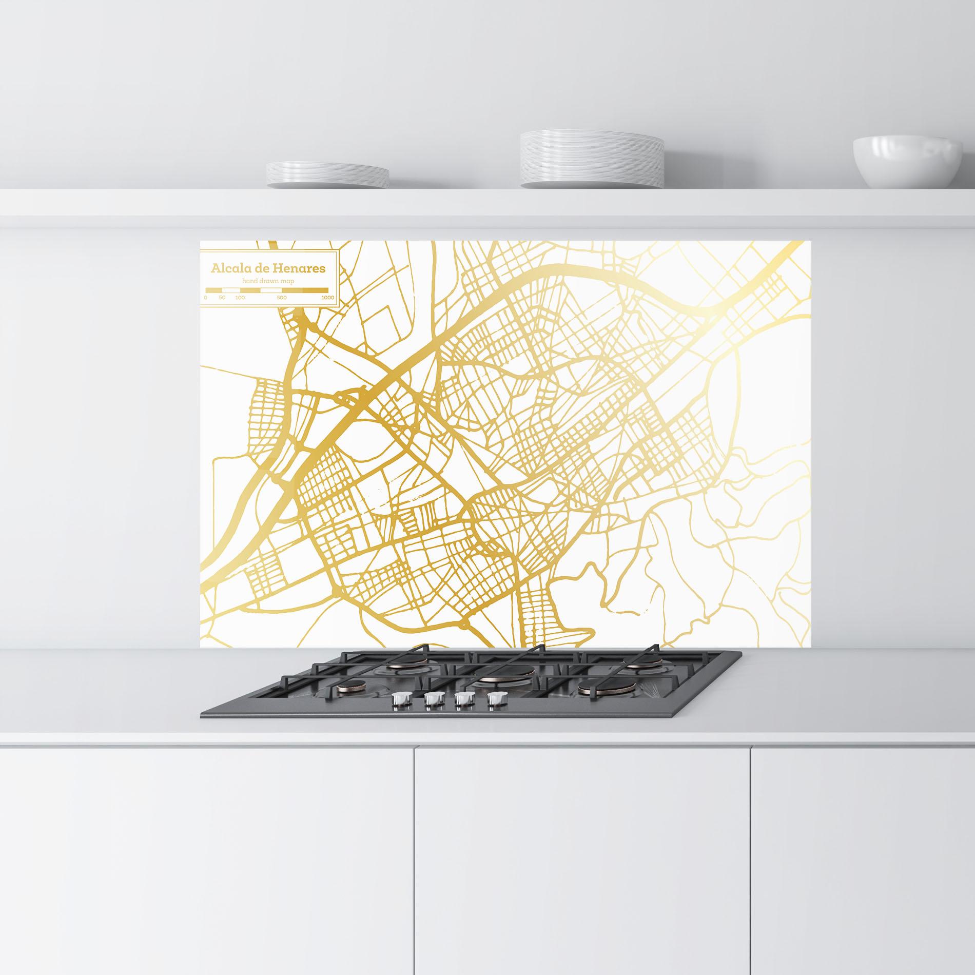 Konyhai üveg hátfal Alcala De Henares Map mockup 9