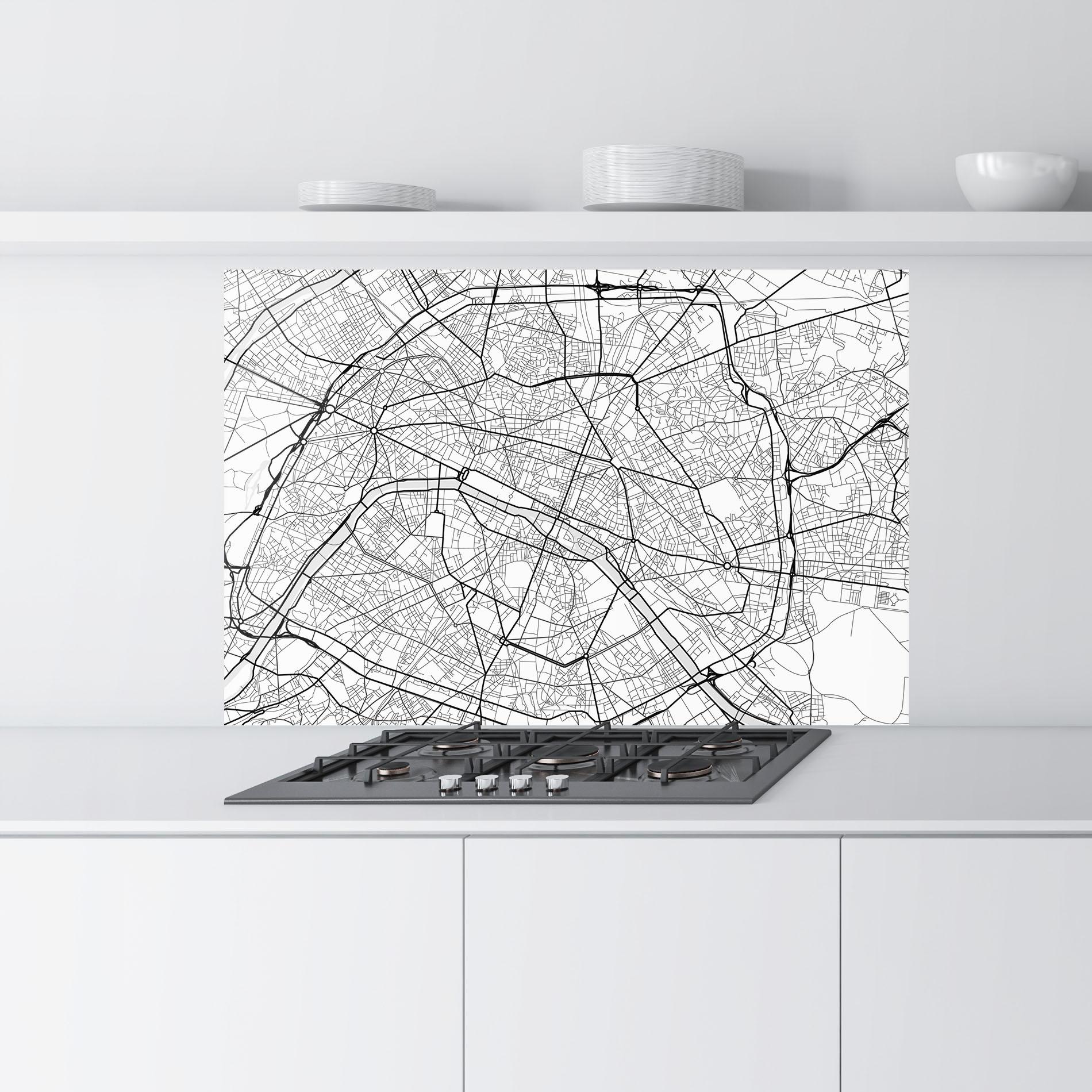 Konyhai üveg hátfal City Black Line mockup 9