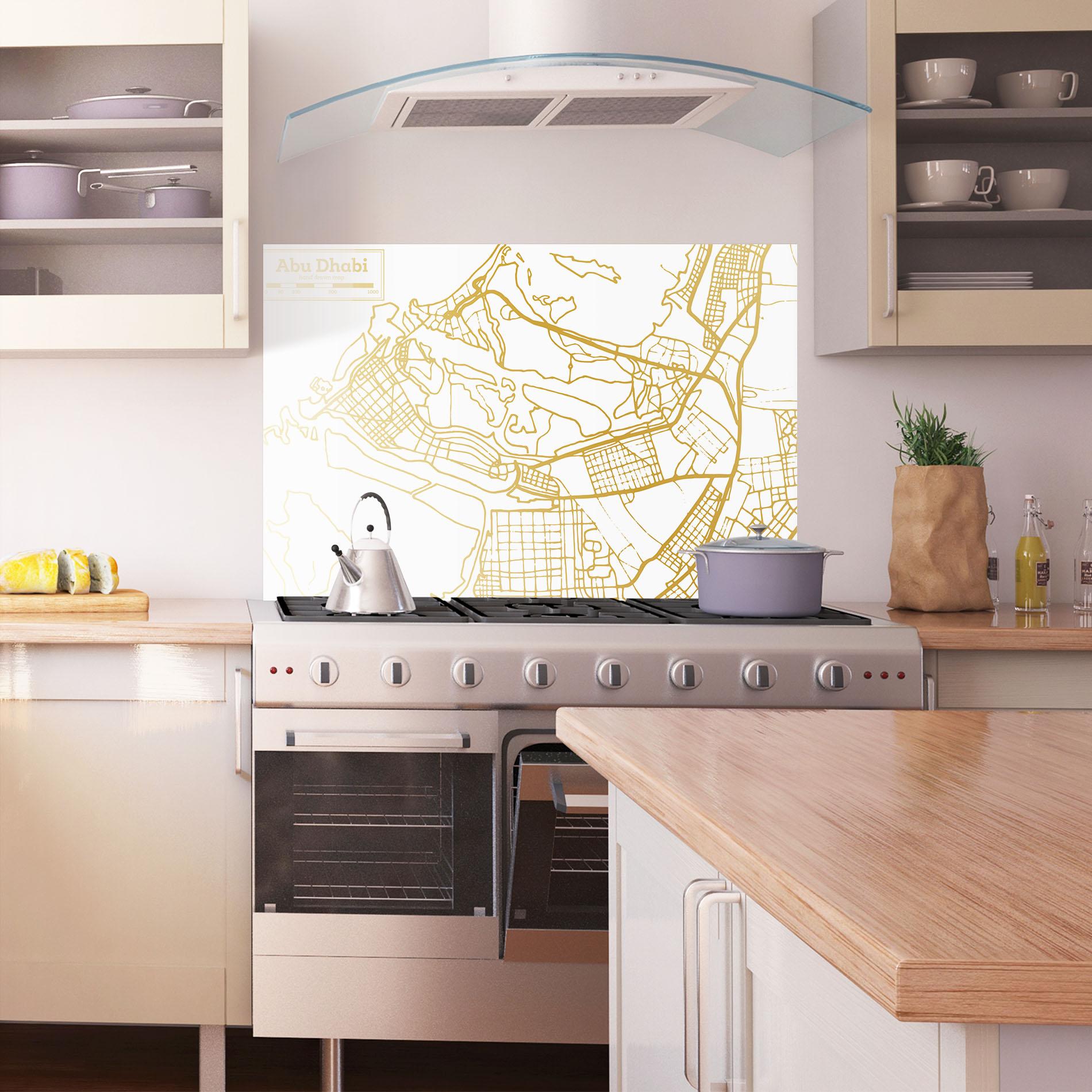 Konyhai üveg hátfal Abu Dhabi Map mockup 1