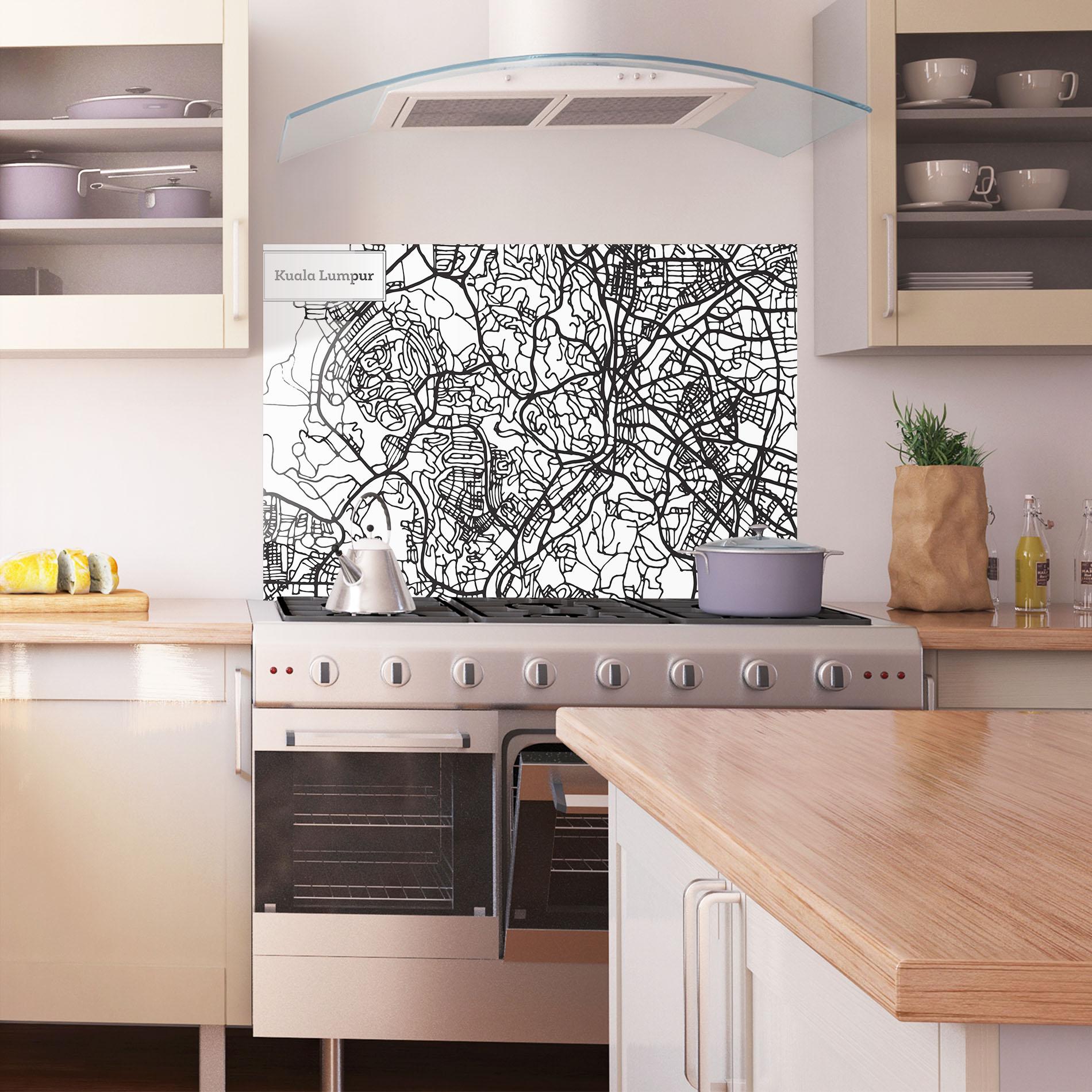 Konyhai üveg hátfal Kuala Lumpur Map mockup 1